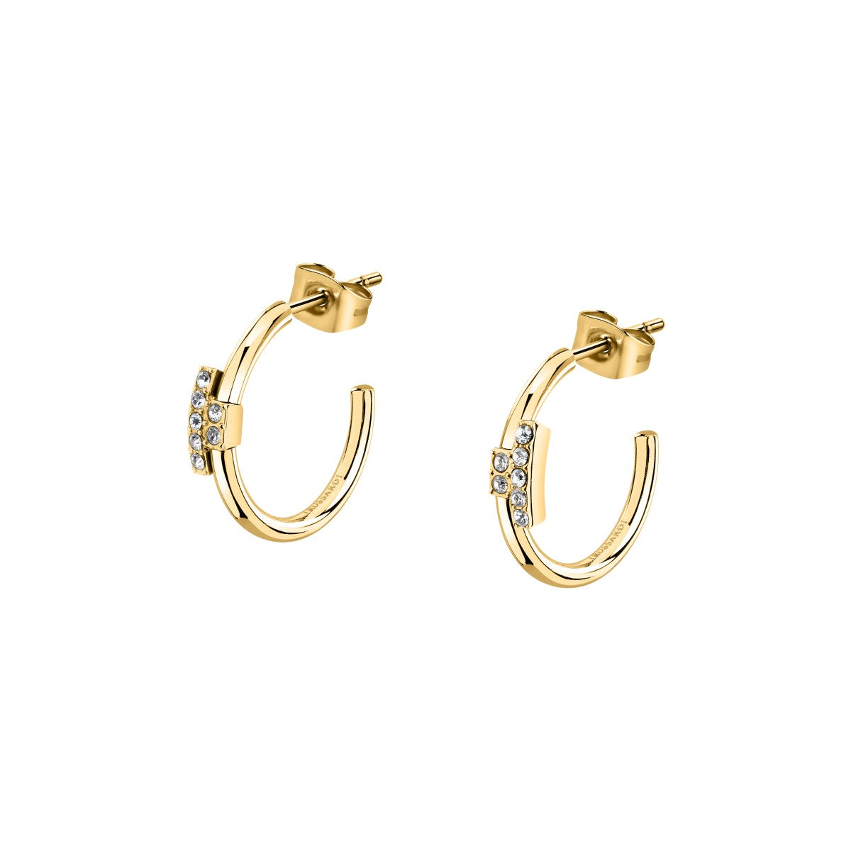 Kolczyki stalowe z cyrkoniami - Trussardi T-Logo Hoop