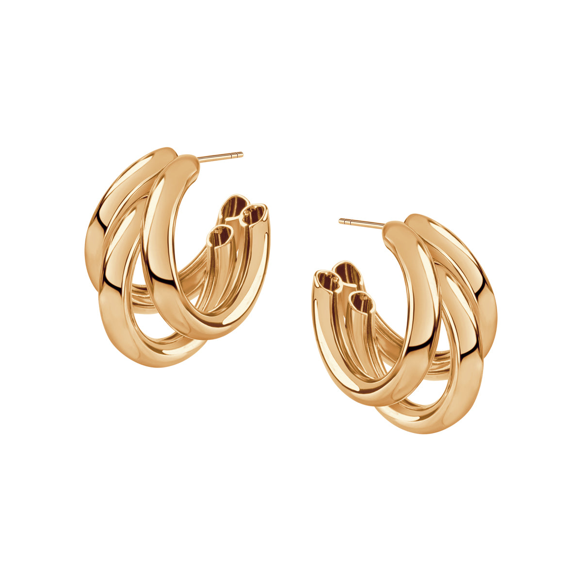 Kolczyki z mosiądzu pozłacanego - półokrągłe - Moderno