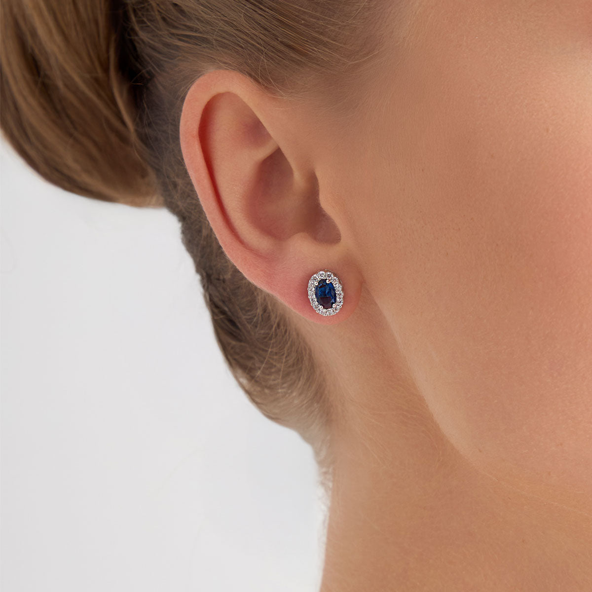 Kolczyki srebrne z niebieskim szkłem i cyrkoniami - Verona