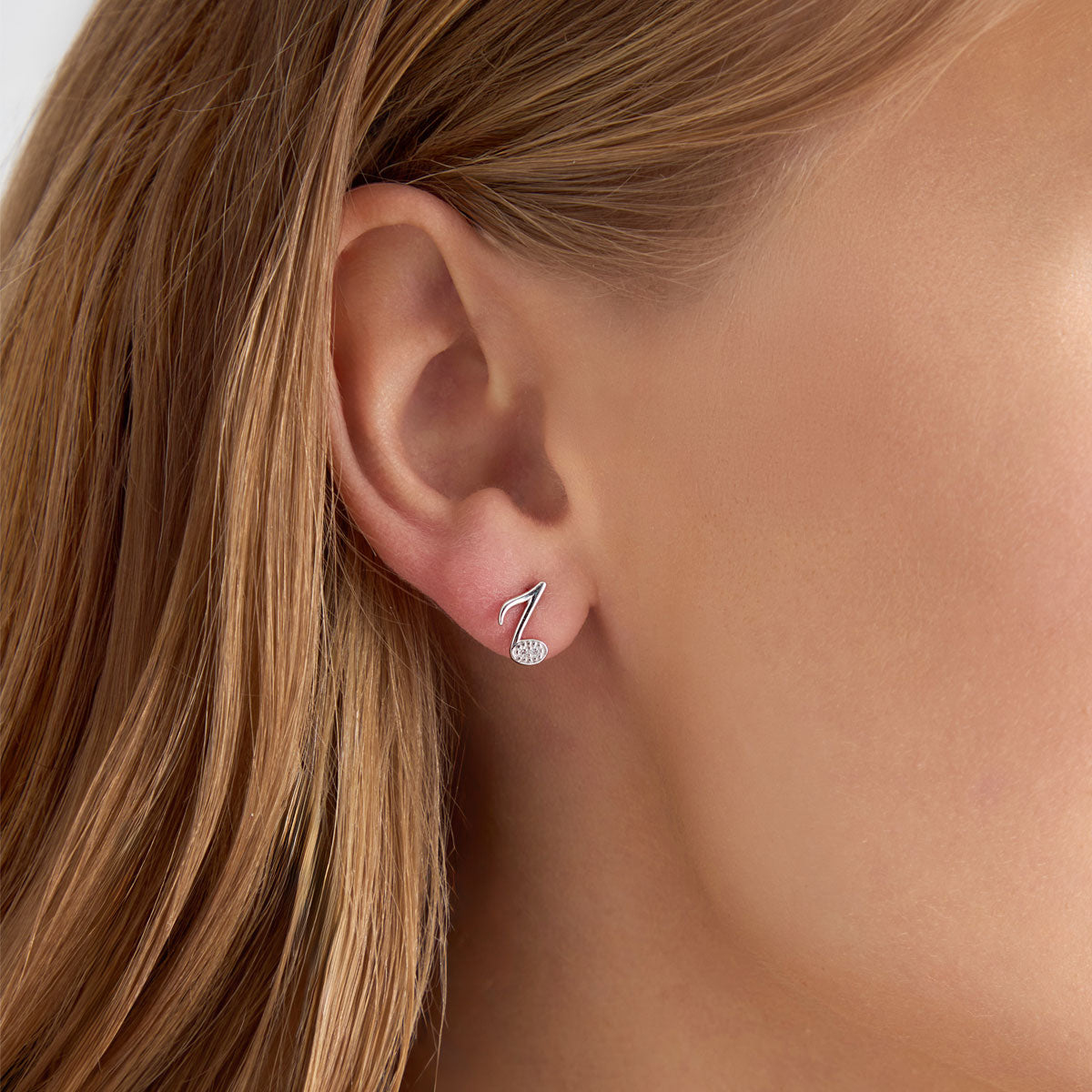 Kolczyki srebrne z cyrkoniami - nuty - Bambini - Verona