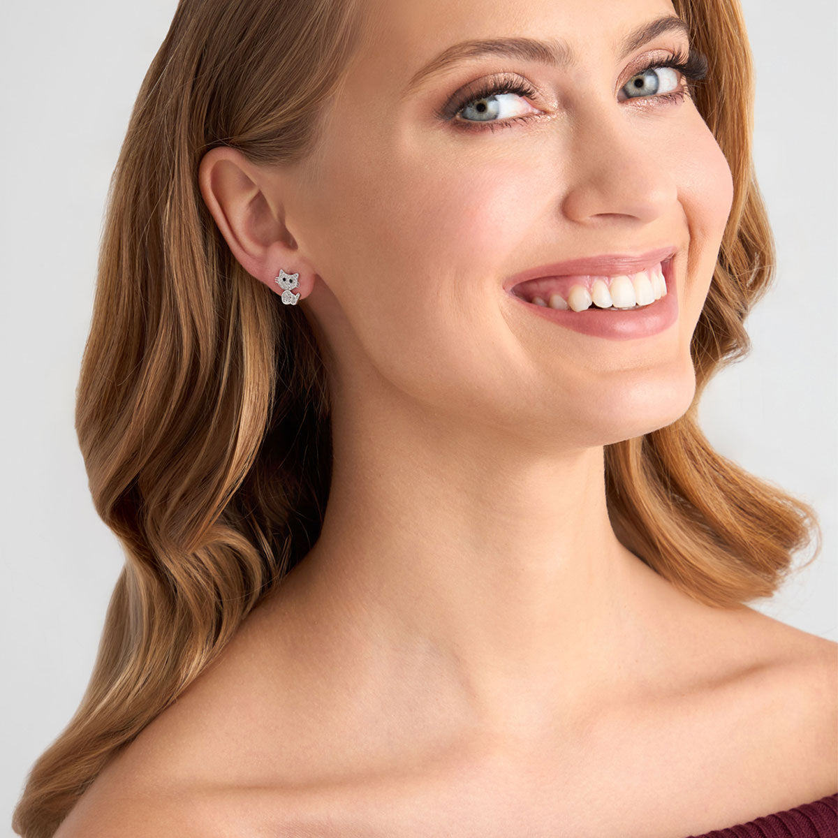 Kolczyki srebrne z cyrkoniami - koty - Bambini - Verona