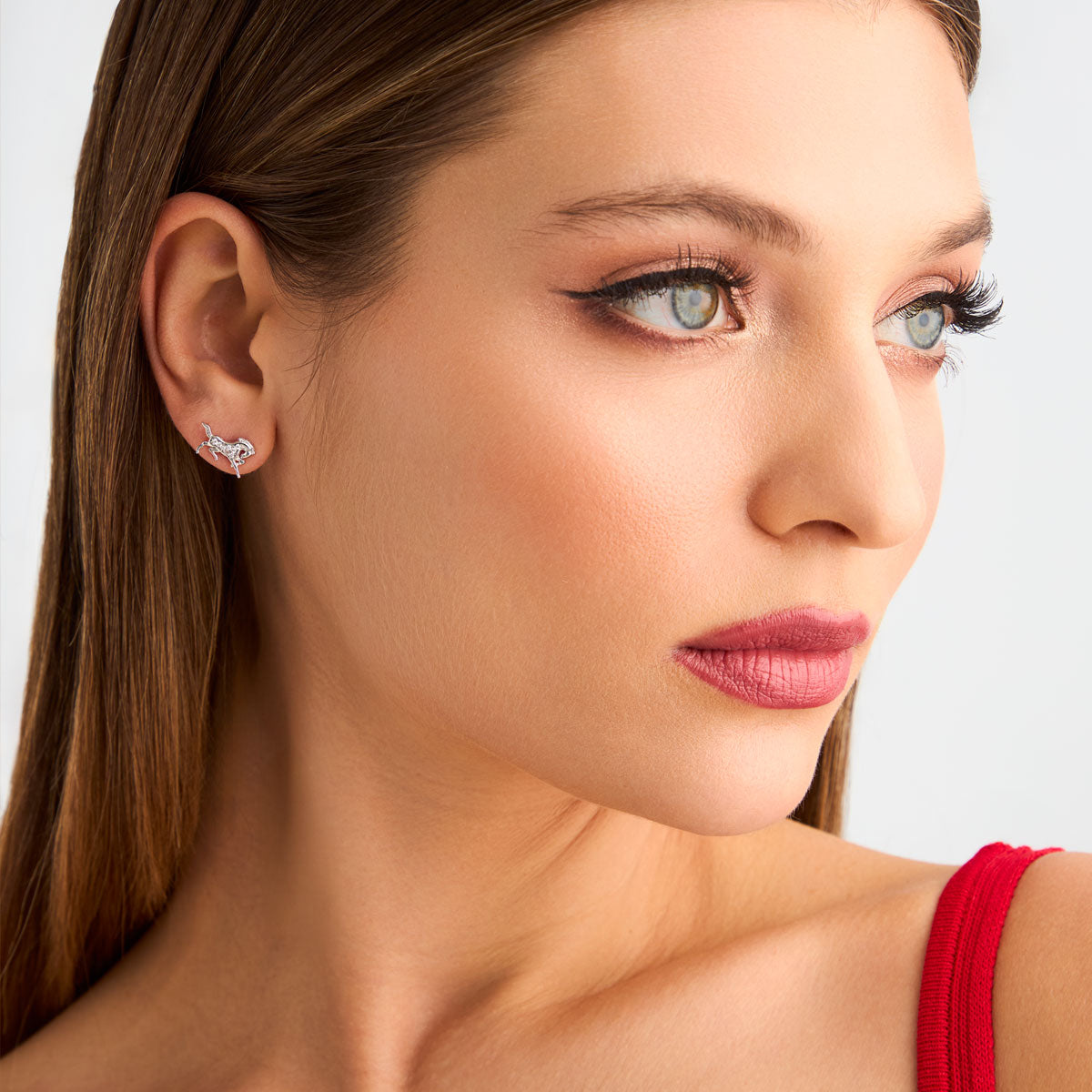 Kolczyki srebrne z cyrkoniami - konie - Bambini