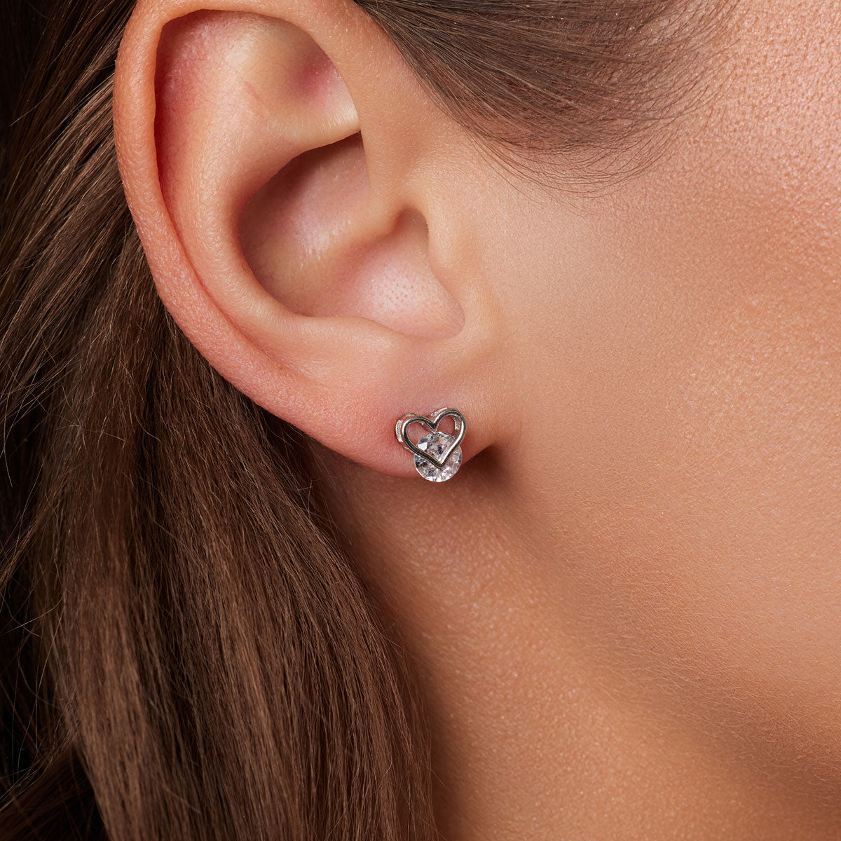 Kolczyki srebrne z cyrkoniami - serca