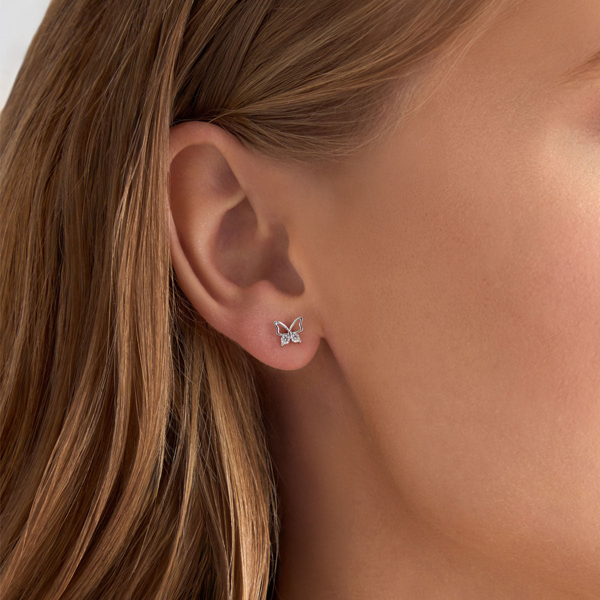 Kolczyki srebrne z cyrkoniami - motyle - Bambini - Verona