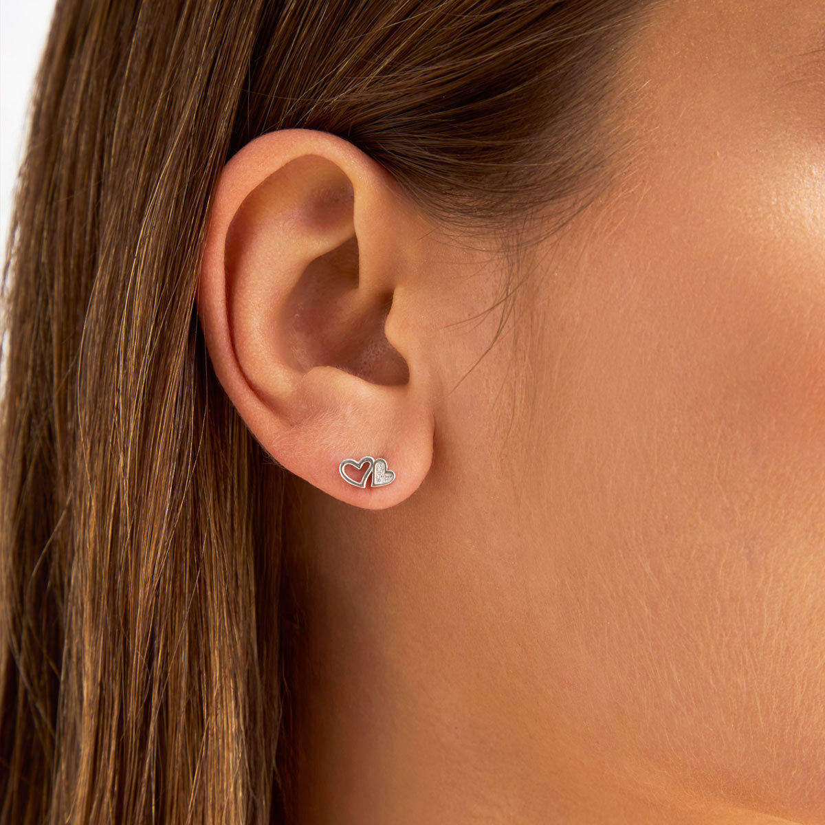 Kolczyki srebrne z cyrkoniami - serca