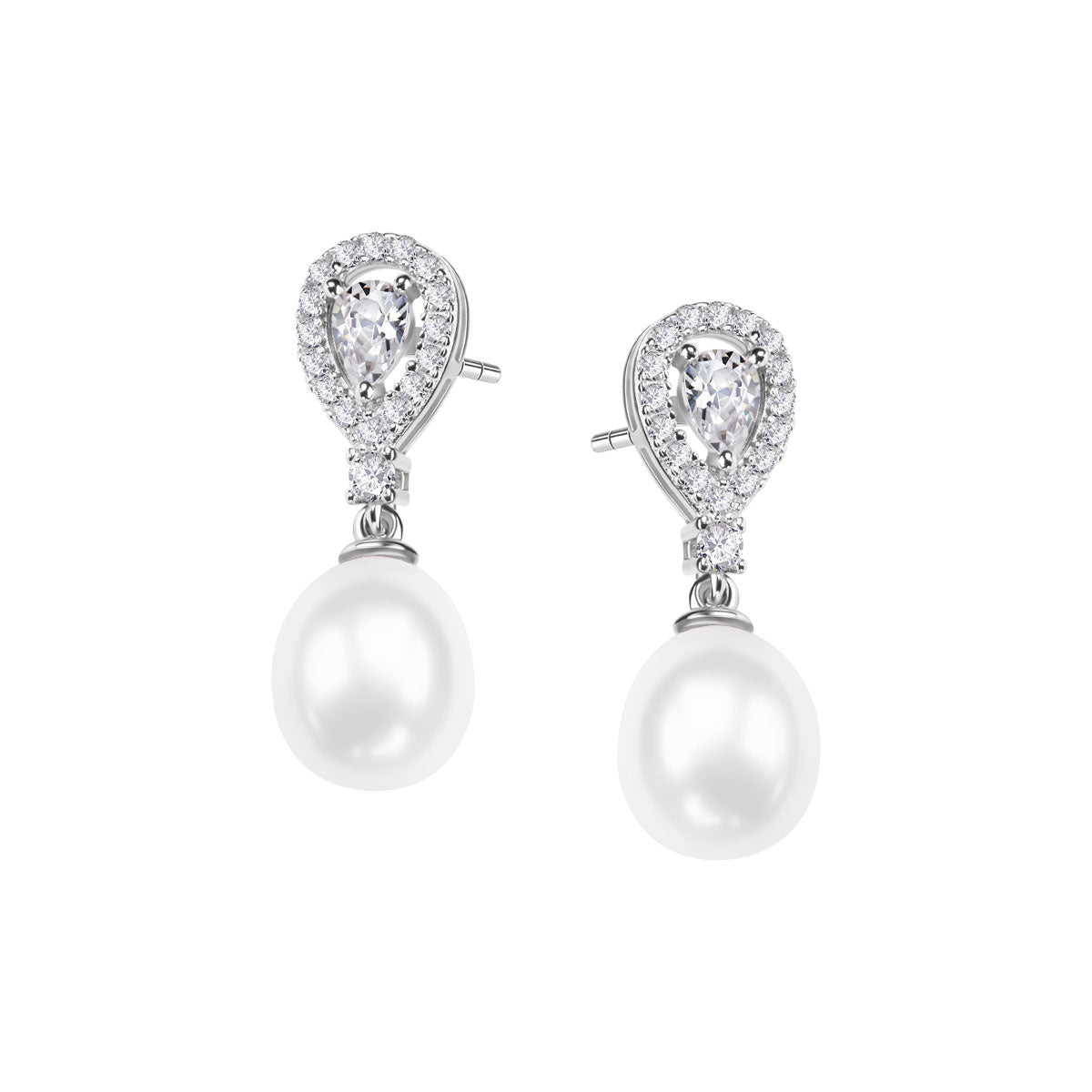 Kolczyki srebrne z perłami i cyrkoniami