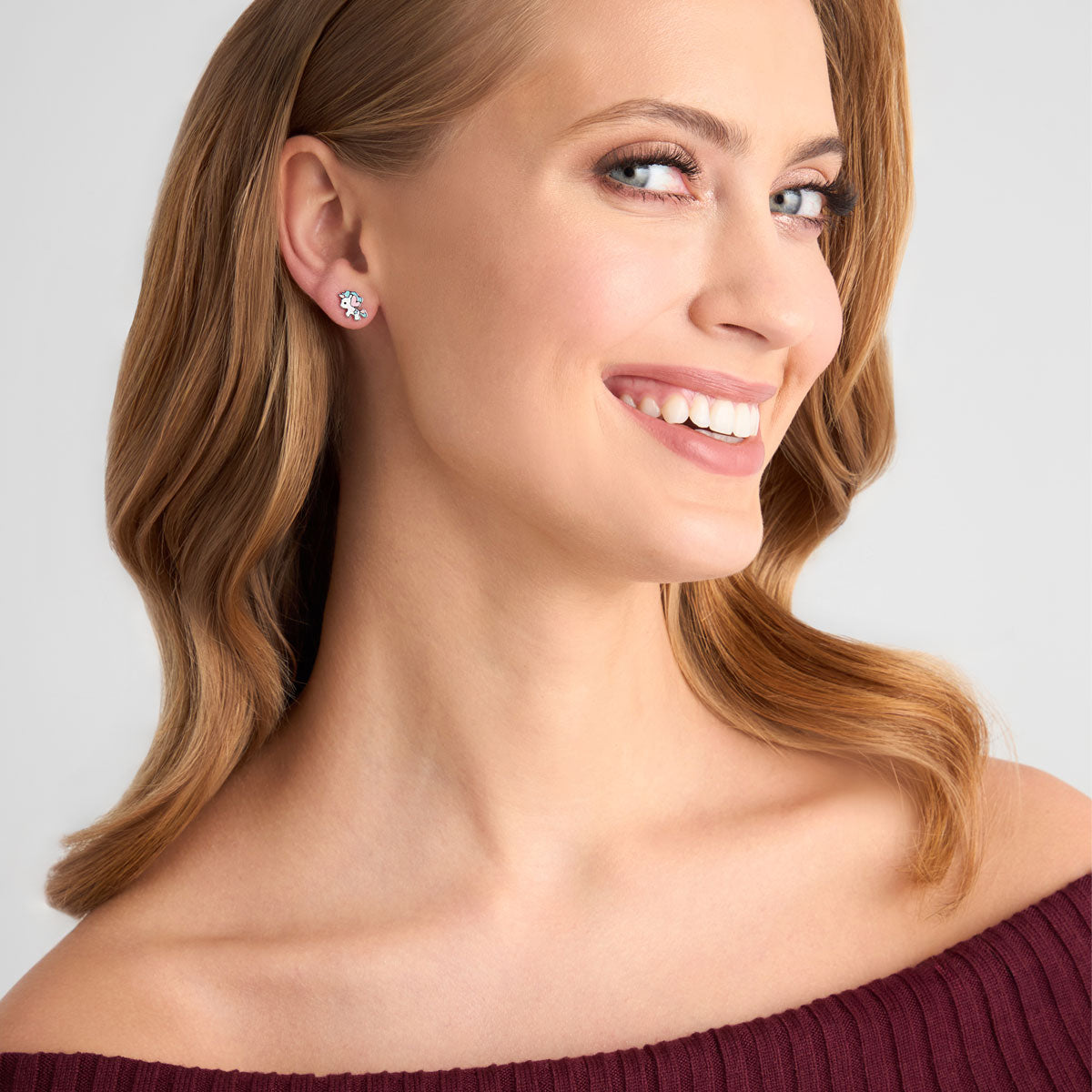 Kolczyki srebrne z emalią - jednorożec - Bambini - Verona