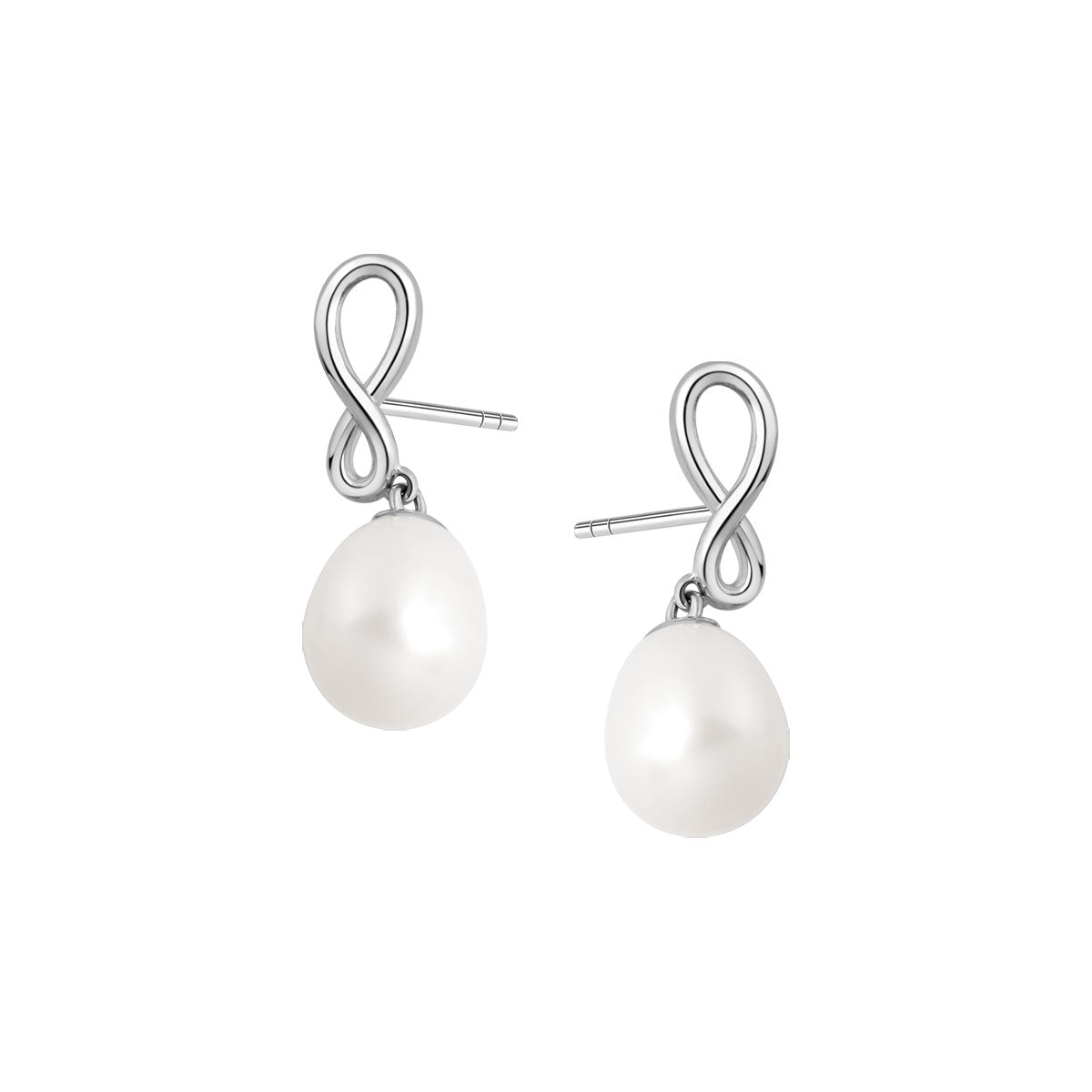 Kolczyki srebrne z perłami - nieskończoność
