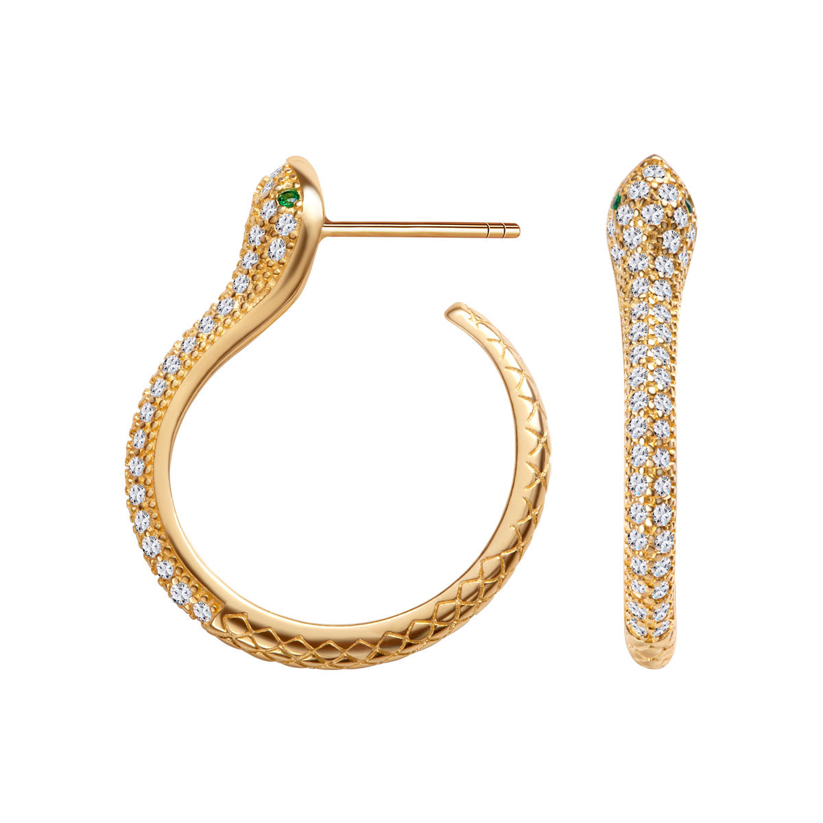 Kolczyki srebrne pozłacane z cyrkoniami - żmije - Evento - Verona