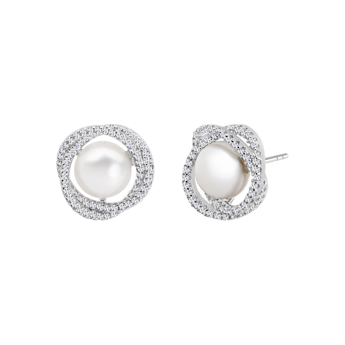 Kolczyki srebrne z perłami i cyrkoniami