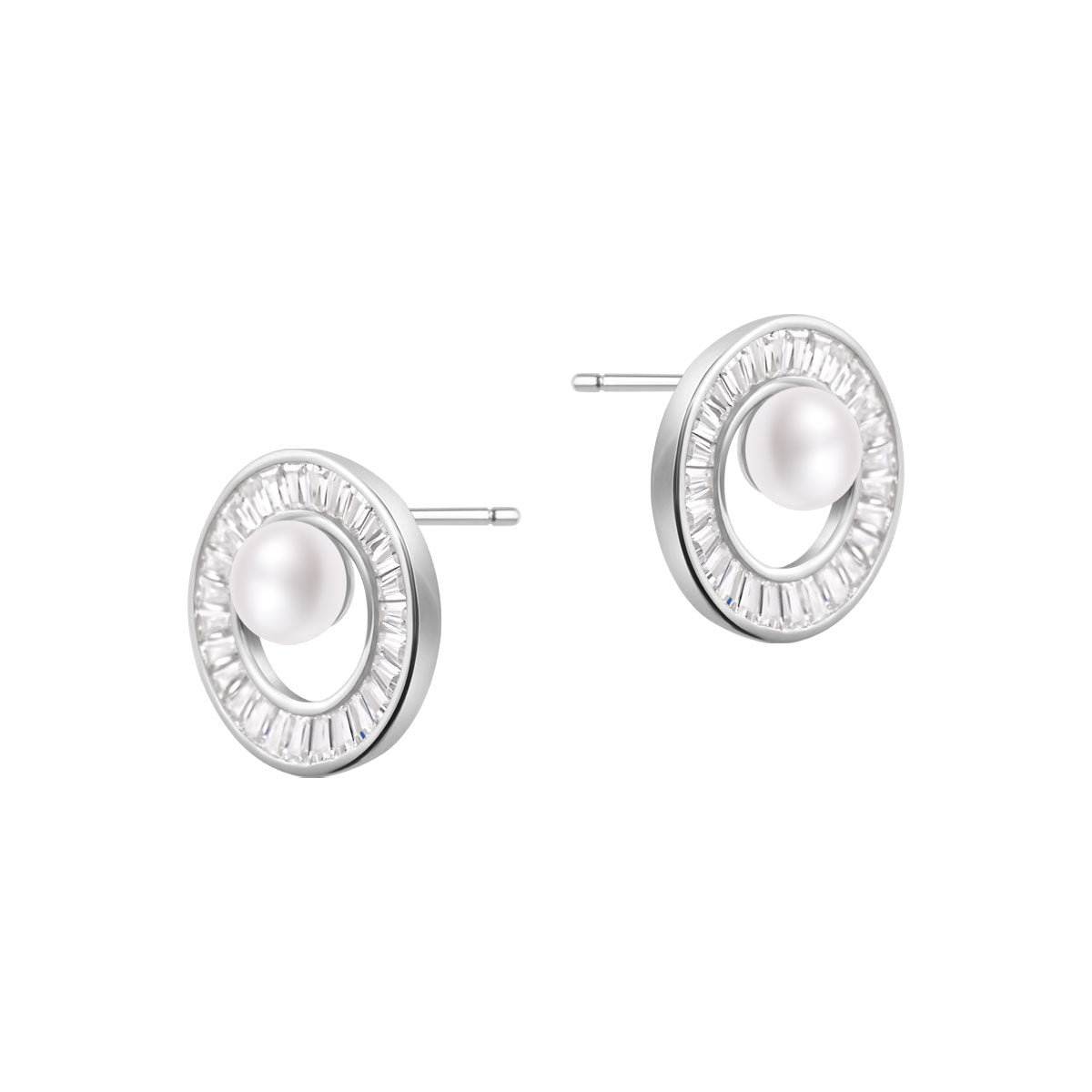 Kolczyki srebrne z perłami i cyrkoniami - koła