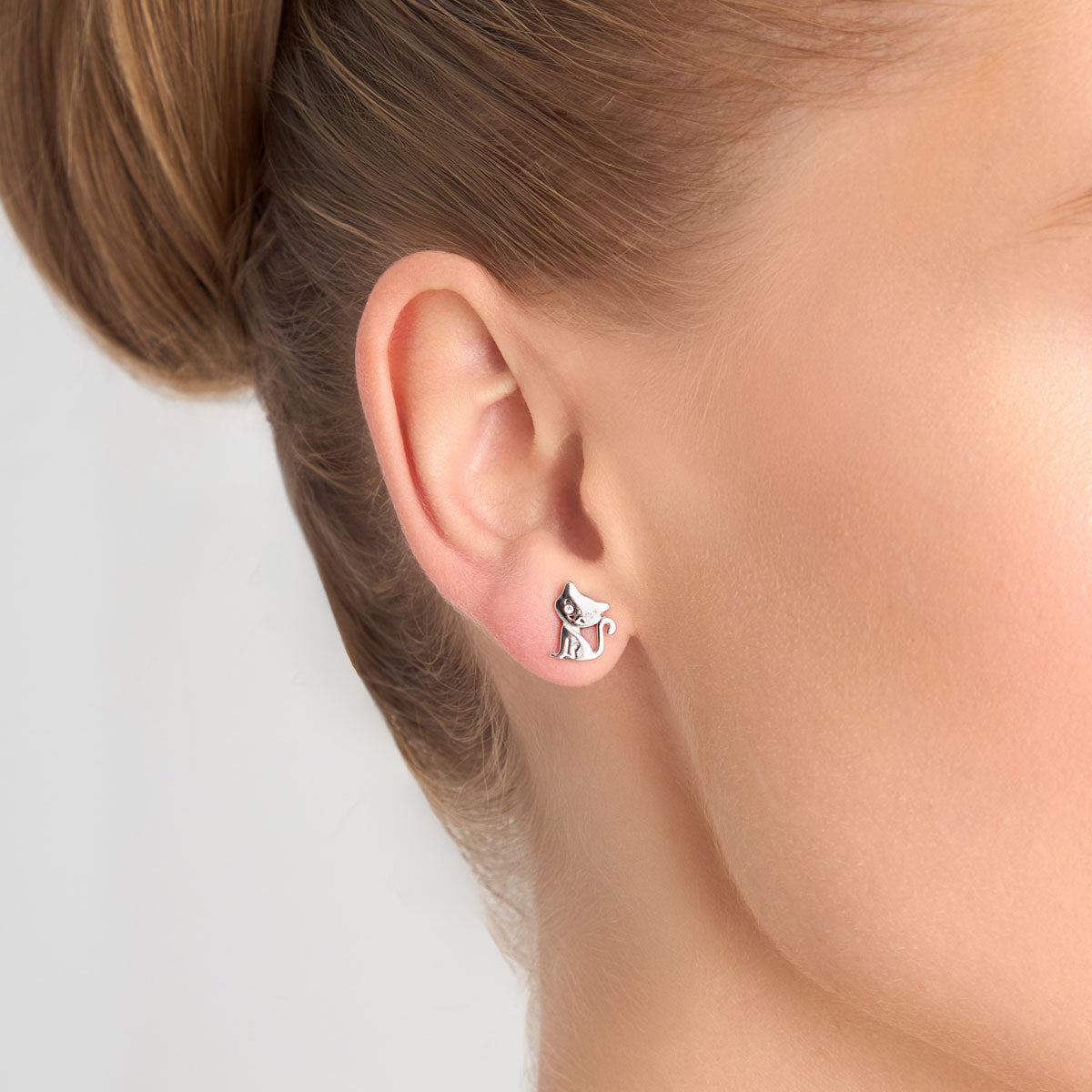 Kolczyki srebrne z cyrkoniami - koty - Bambini