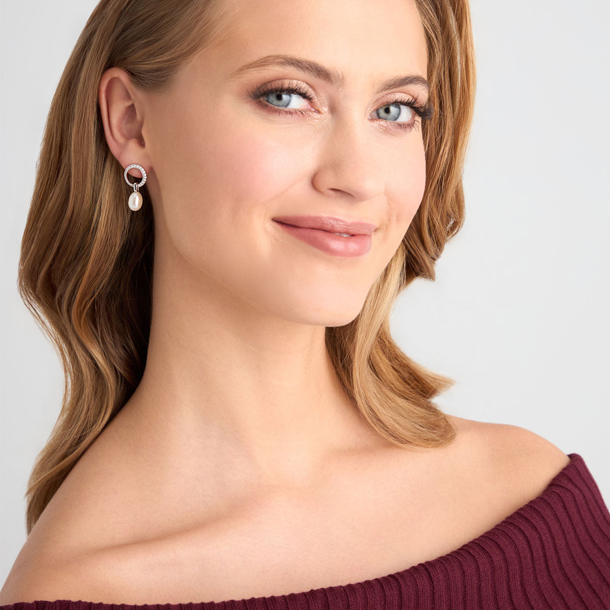 Kolczyki srebrne wiszące z perłami i cyrkoniami - koła - Verona