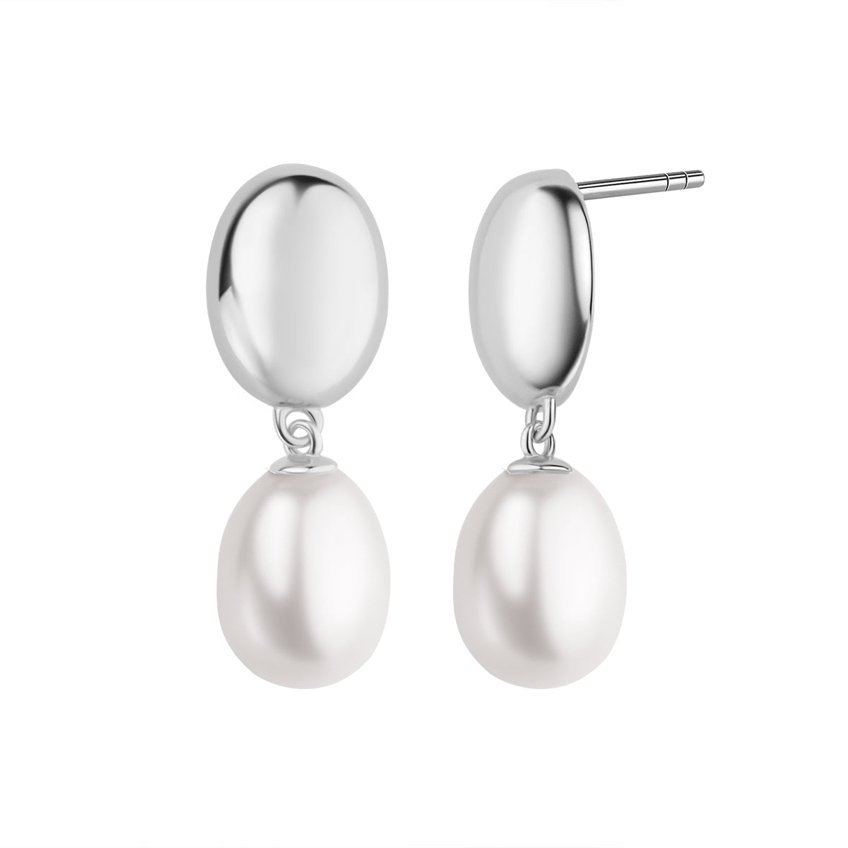 Kolczyki srebrne wiszące z perłami