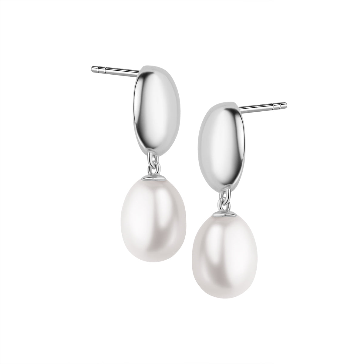 Kolczyki srebrne wiszące z perłami