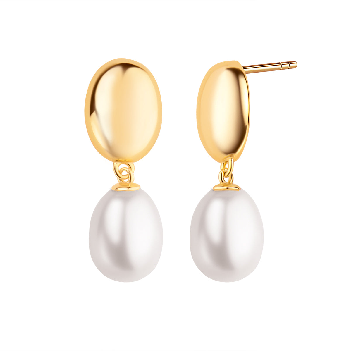 Kolczyki srebrne pozłacane wiszące z perłami