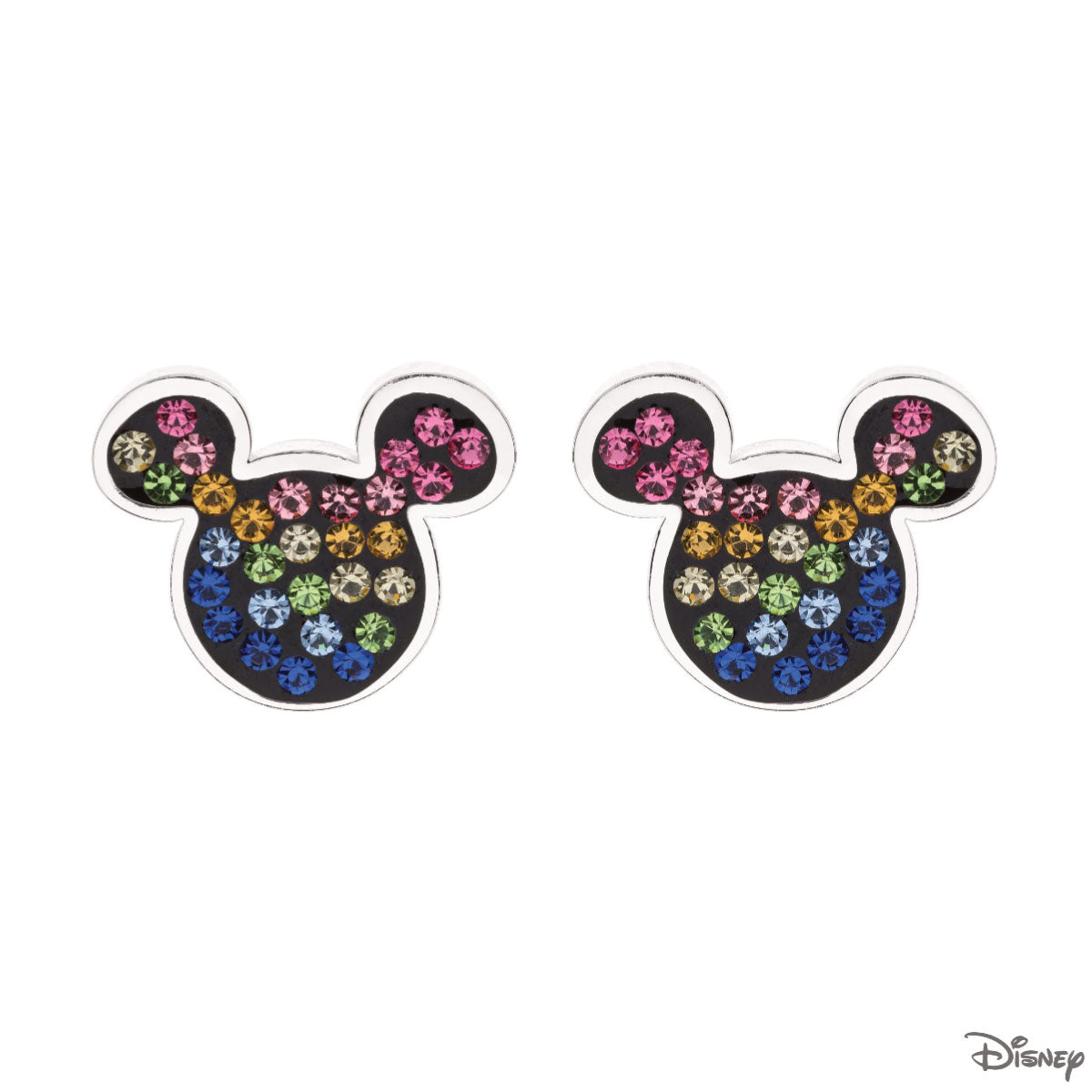 Kolczyki srebrne z kolorowymi cyrkoniami - Myszka Mickey - Disney