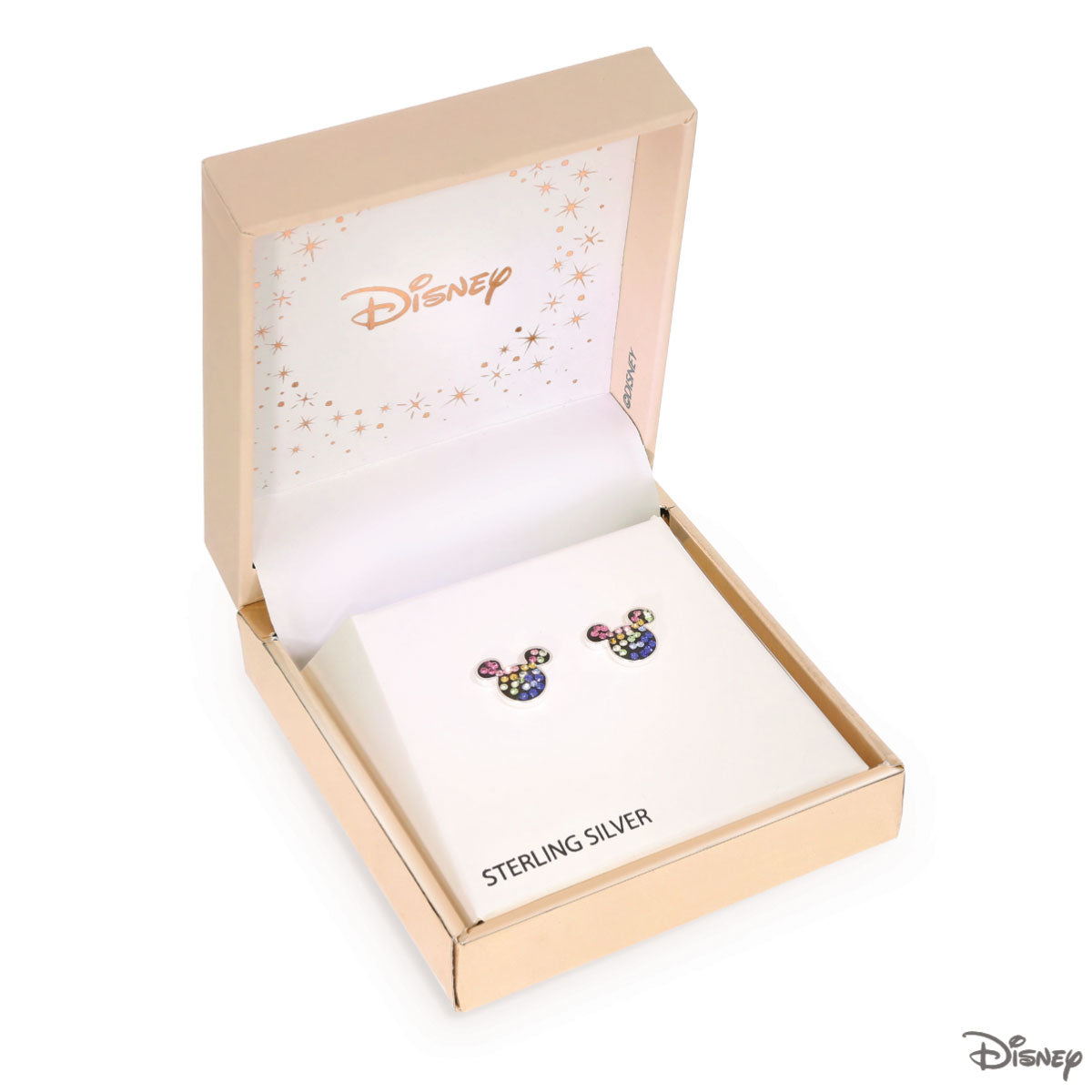 Kolczyki srebrne z kolorowymi cyrkoniami - Myszka Mickey - Disney