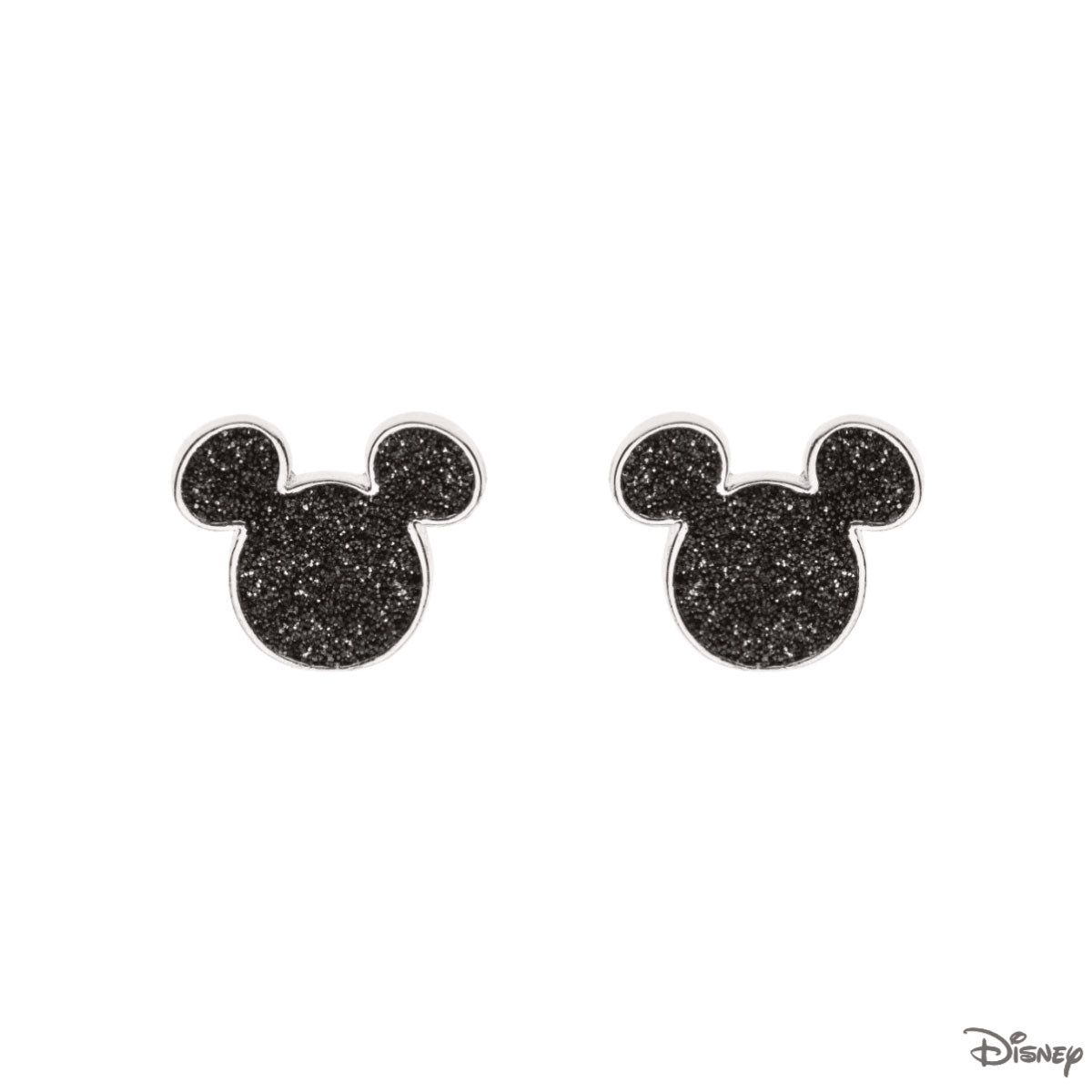 Kolczyki srebrne z czarną emalią - Myszka Mickey - Disney