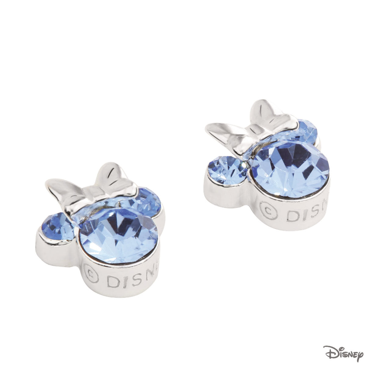 Kolczyki srebrne z niebieskimi cyrkoniami - Myszka Minnie - Disney