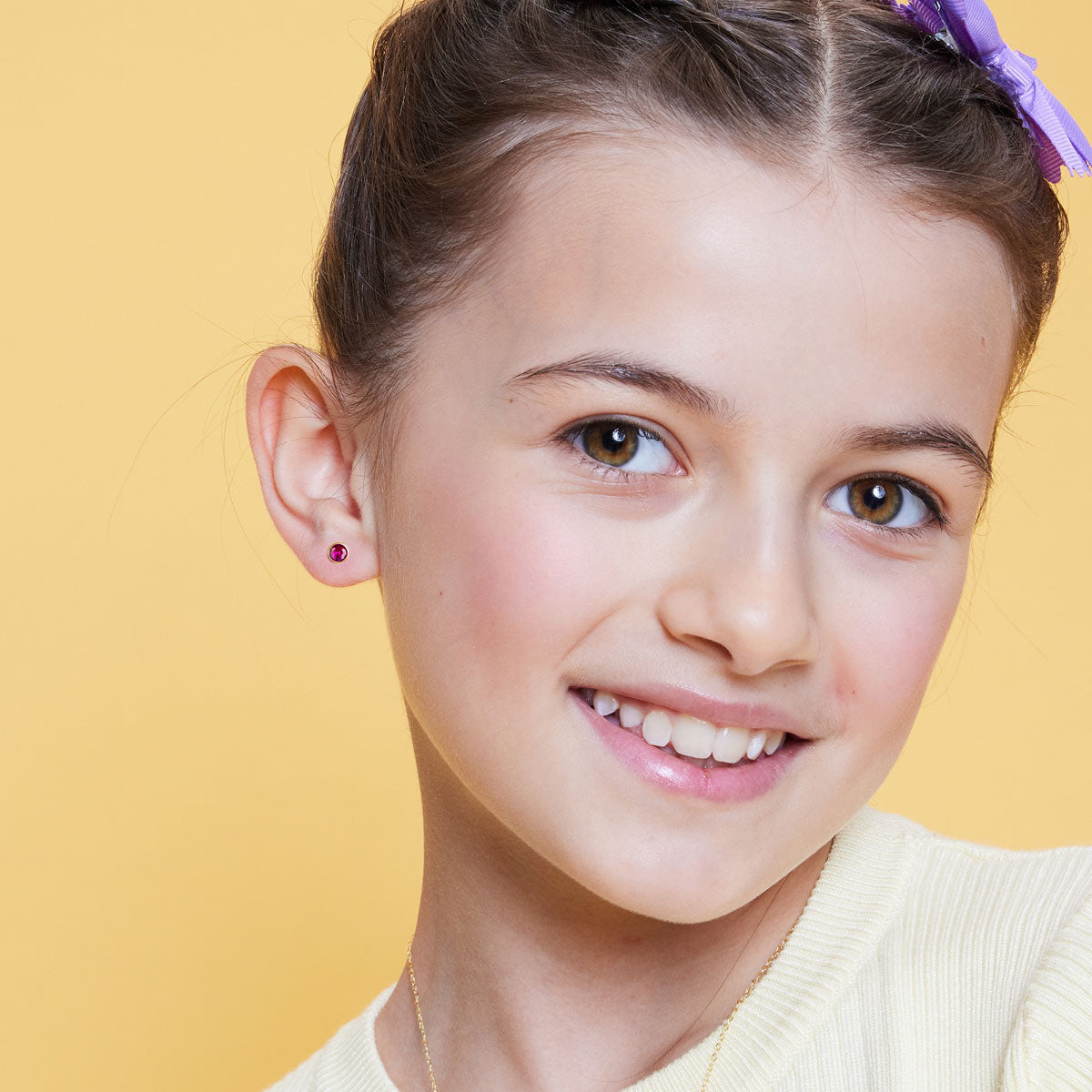 Kolczyki złote z różowymi cyrkoniami - Bambini