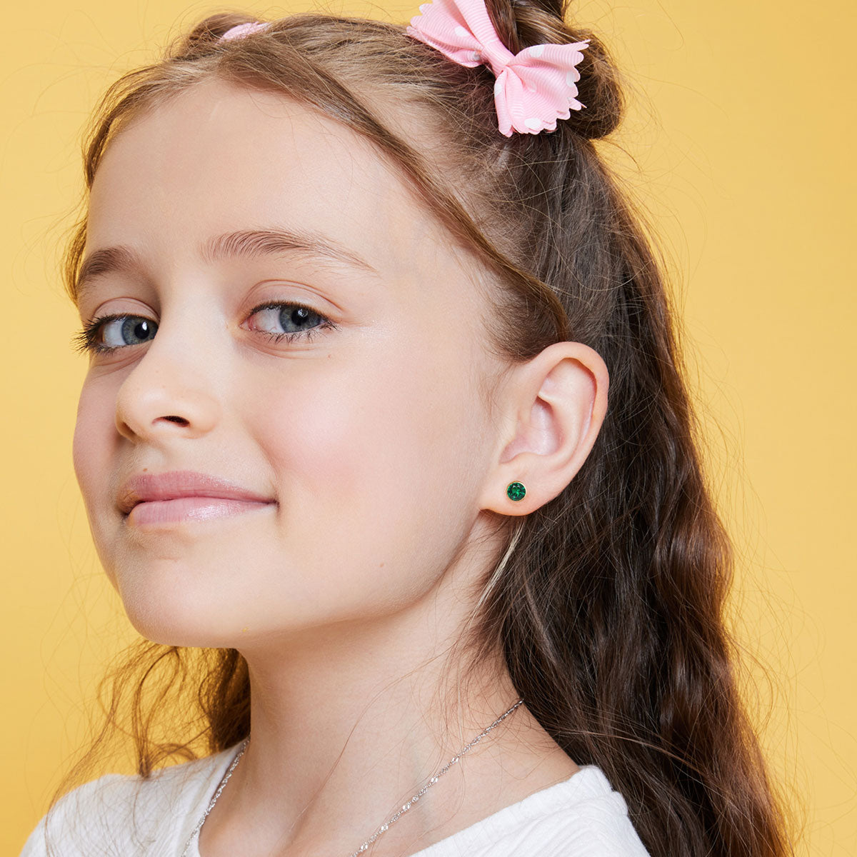 Kolczyki złote z zielonymi cyrkoniami - Bambini