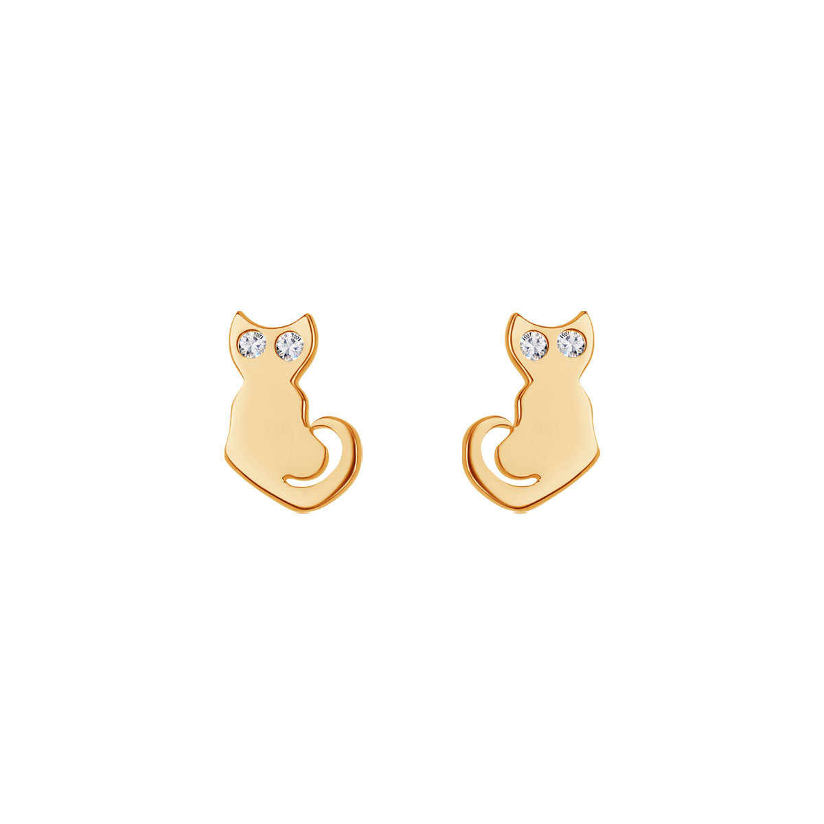 Kolczyki złote z cyrkoniami - koty - Bambini