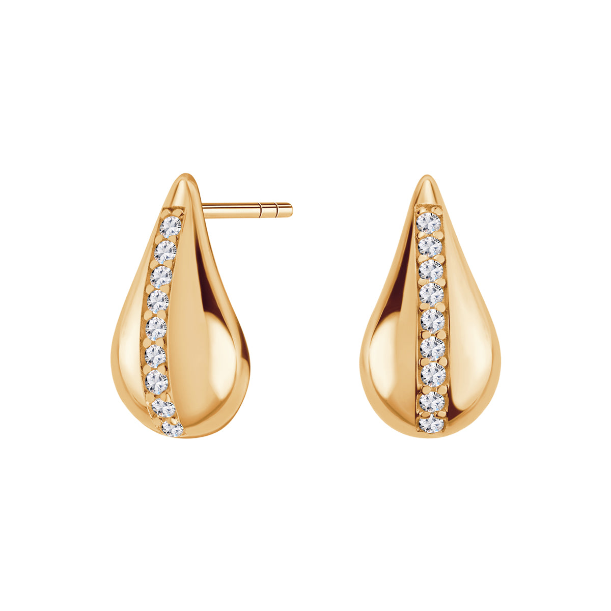 Kolczyki złote z bezbarwnymi cyrkoniami - łezki