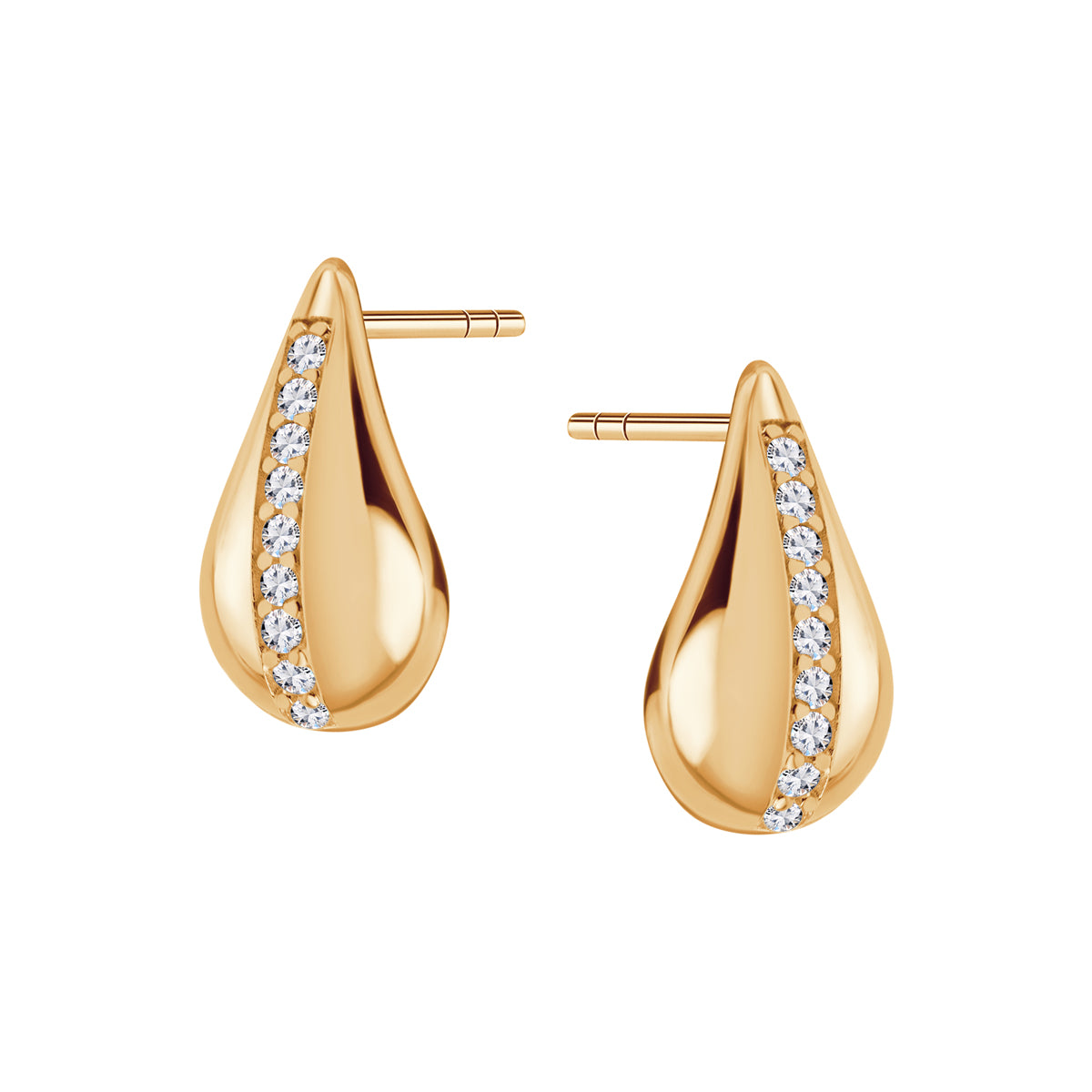 Kolczyki złote z bezbarwnymi cyrkoniami - łezki
