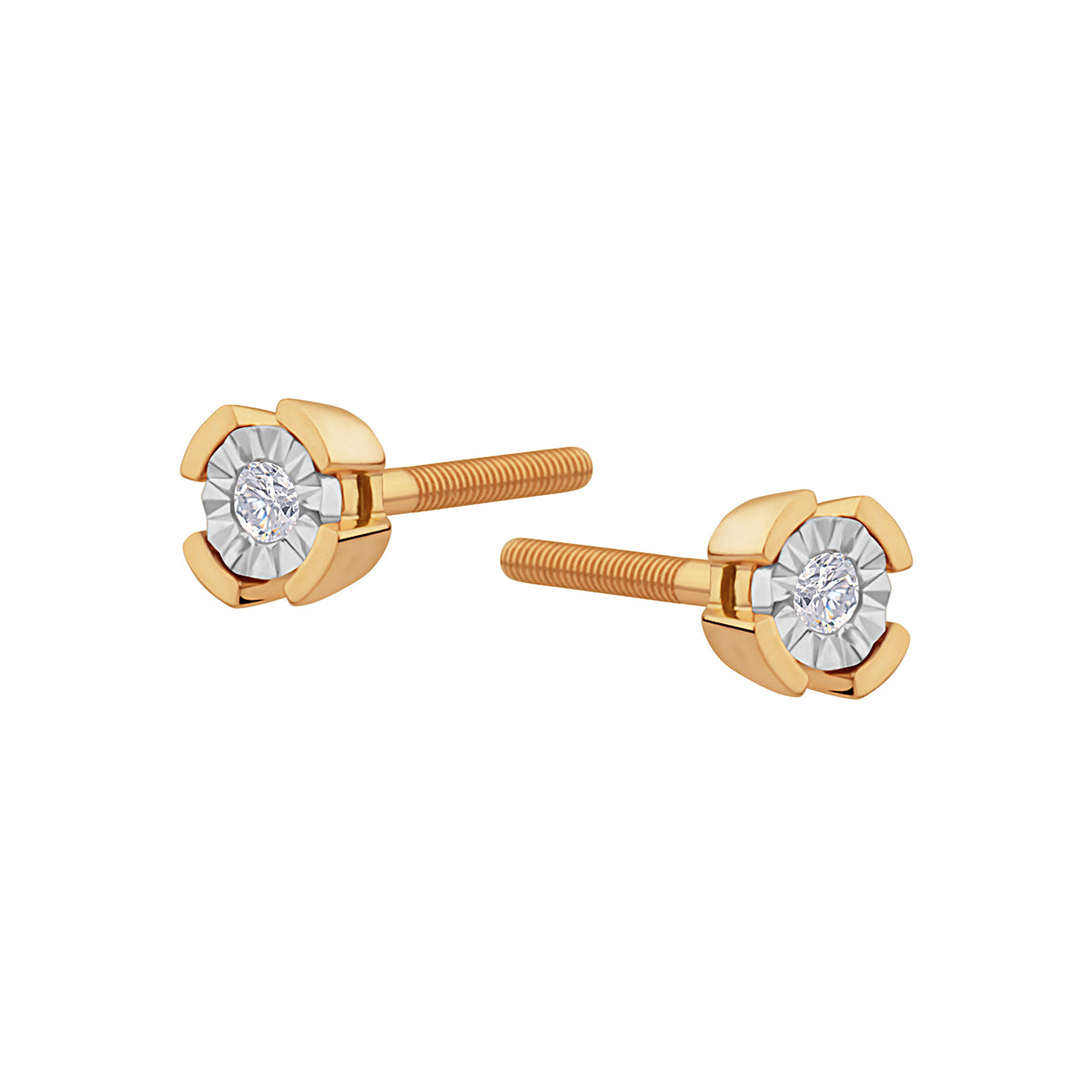 Kolczyki z dwukolorowego złota z diamentami - Illusion