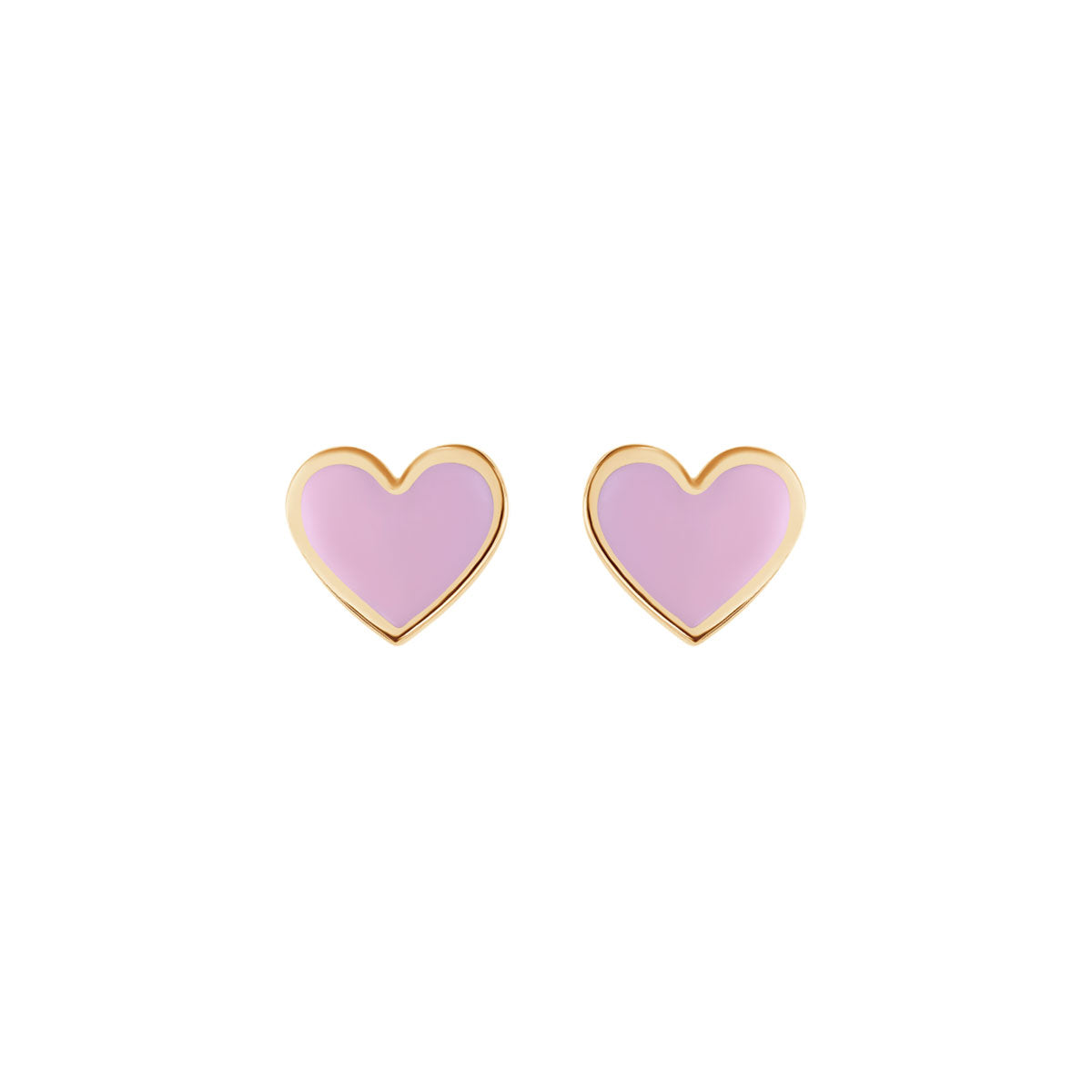 Kolczyki złote z różową emalią - serca - Bambini