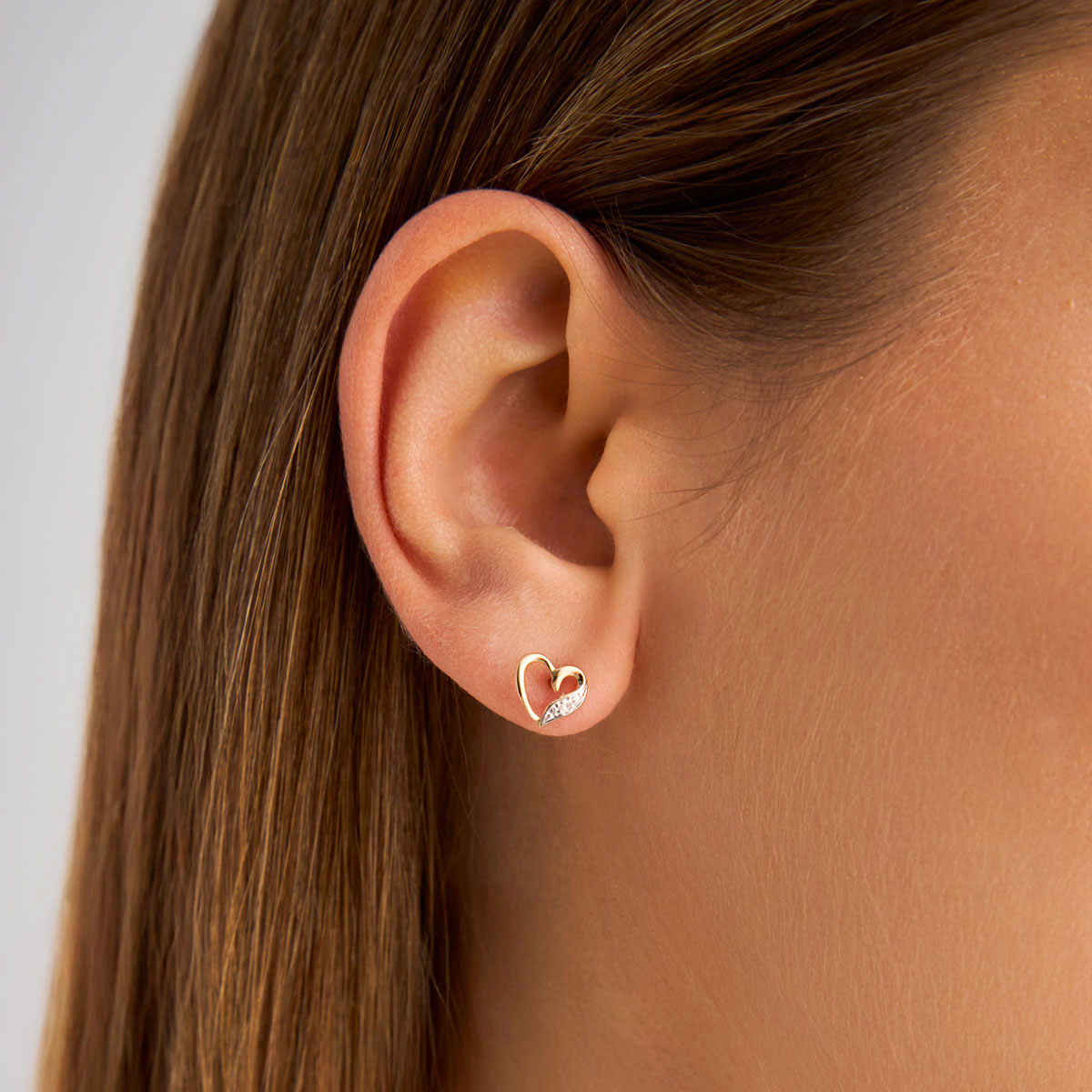 Kolczyki złote z diamentami - serca