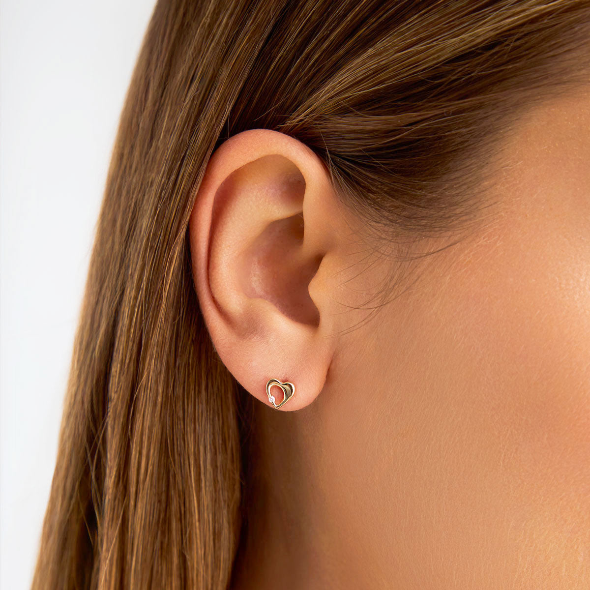 Kolczyki złote z diamentami - serca