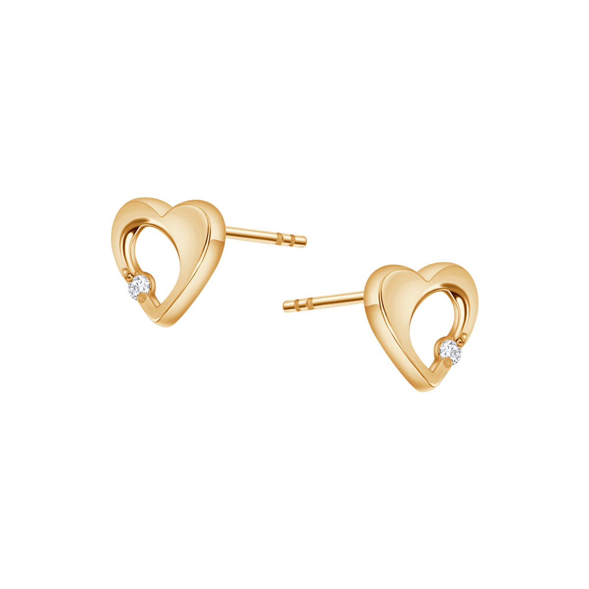 Kolczyki złote z diamentami - serca