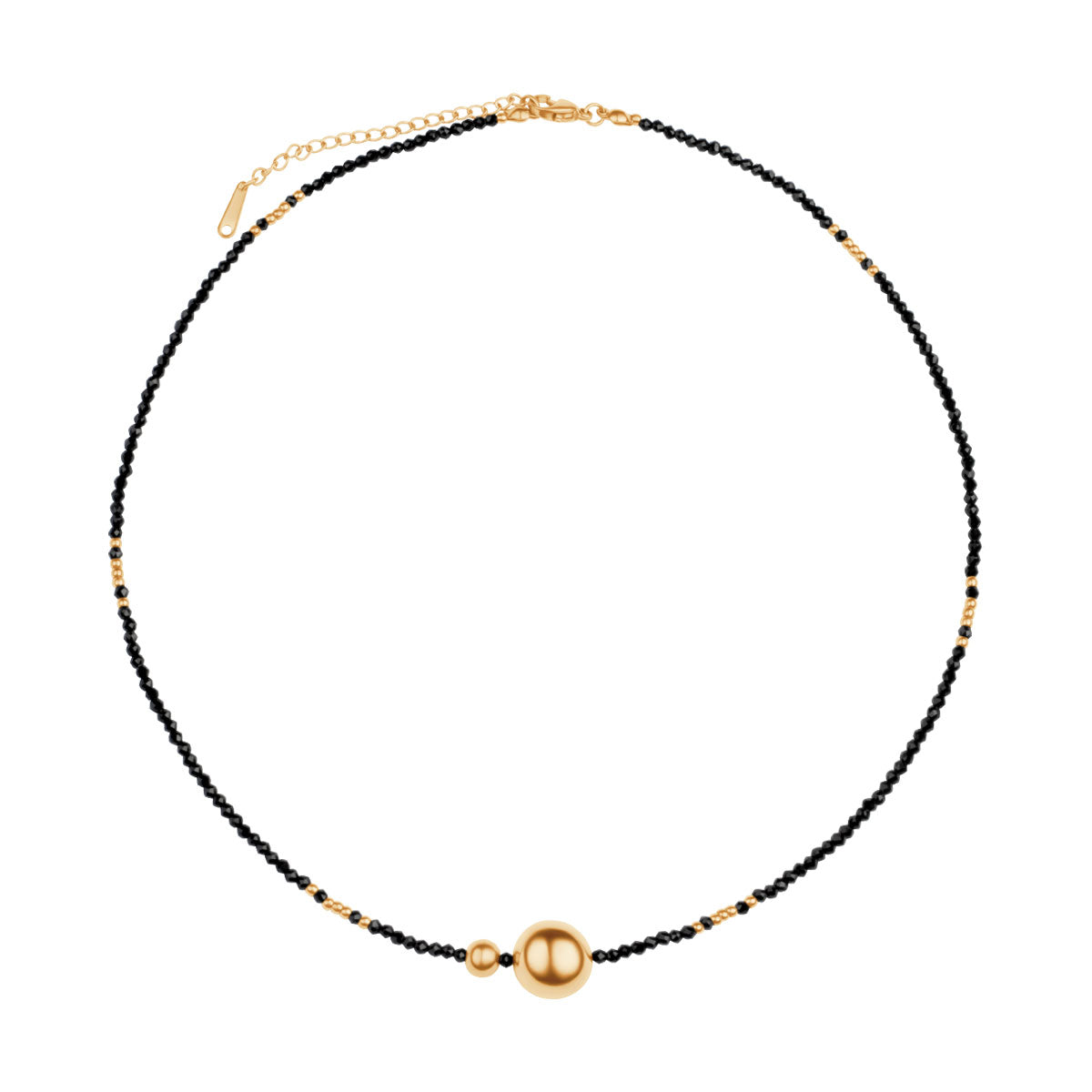 Naszyjnik stalowy z czarnym szkłem - kulki - Moderno - Verona