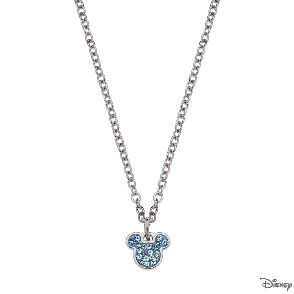 Naszyjnik stalowy z niebieskimi cyrkoniami - Myszka Mickey - Disney