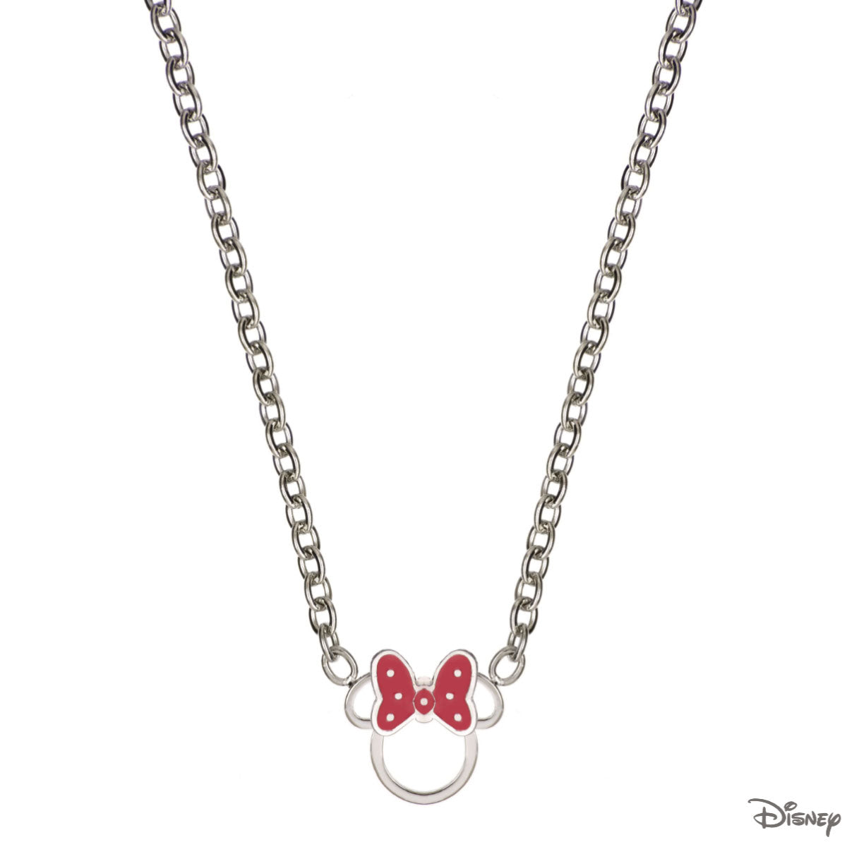 Naszyjnik stalowy z czerwoną emalią - Myszka Minnie - Disney