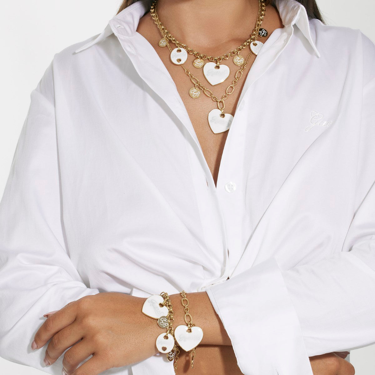 Naszyjnik stalowy - serce - Guess Vintage