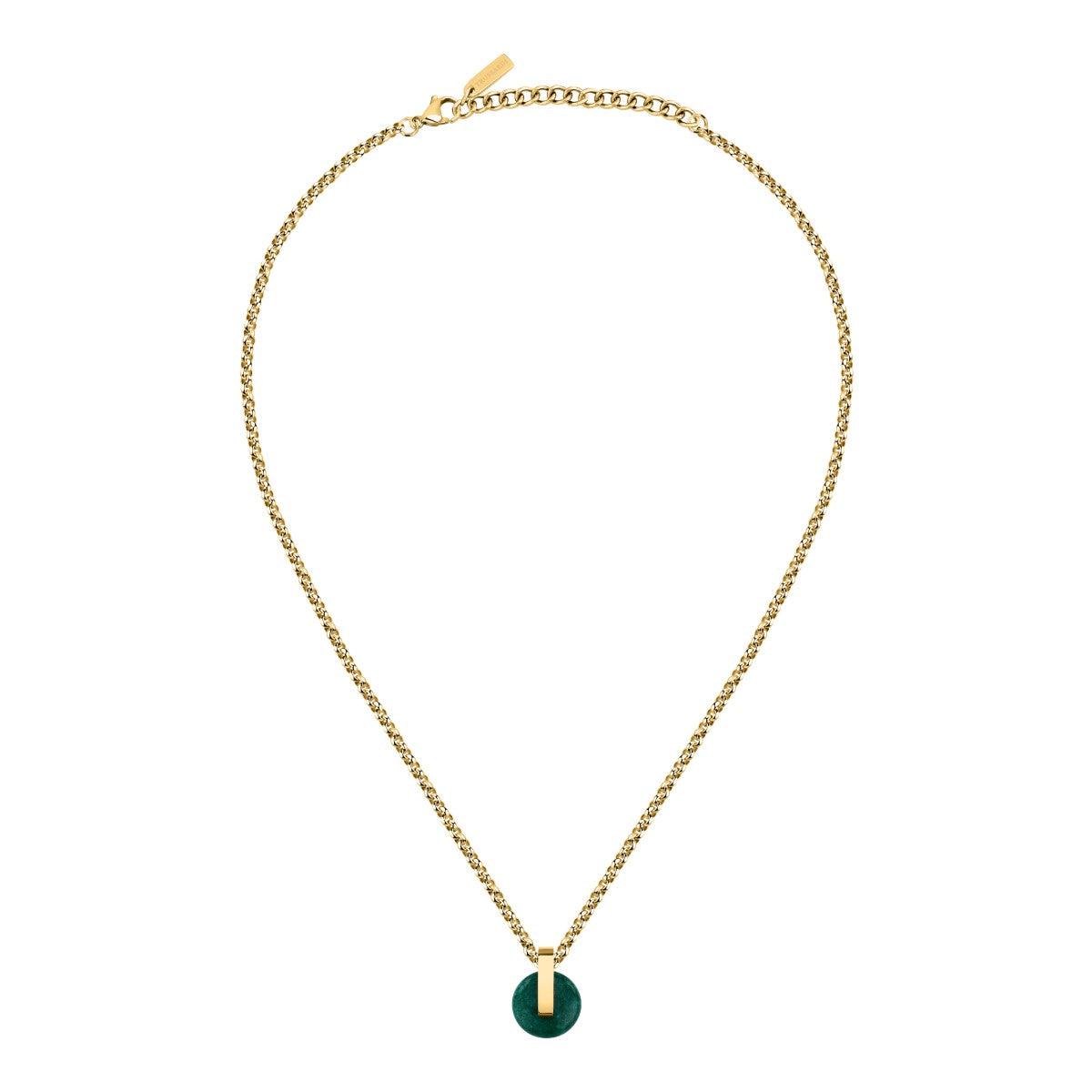 Naszyjnik stalowy z zielonym agatem - Trussardi T-Round