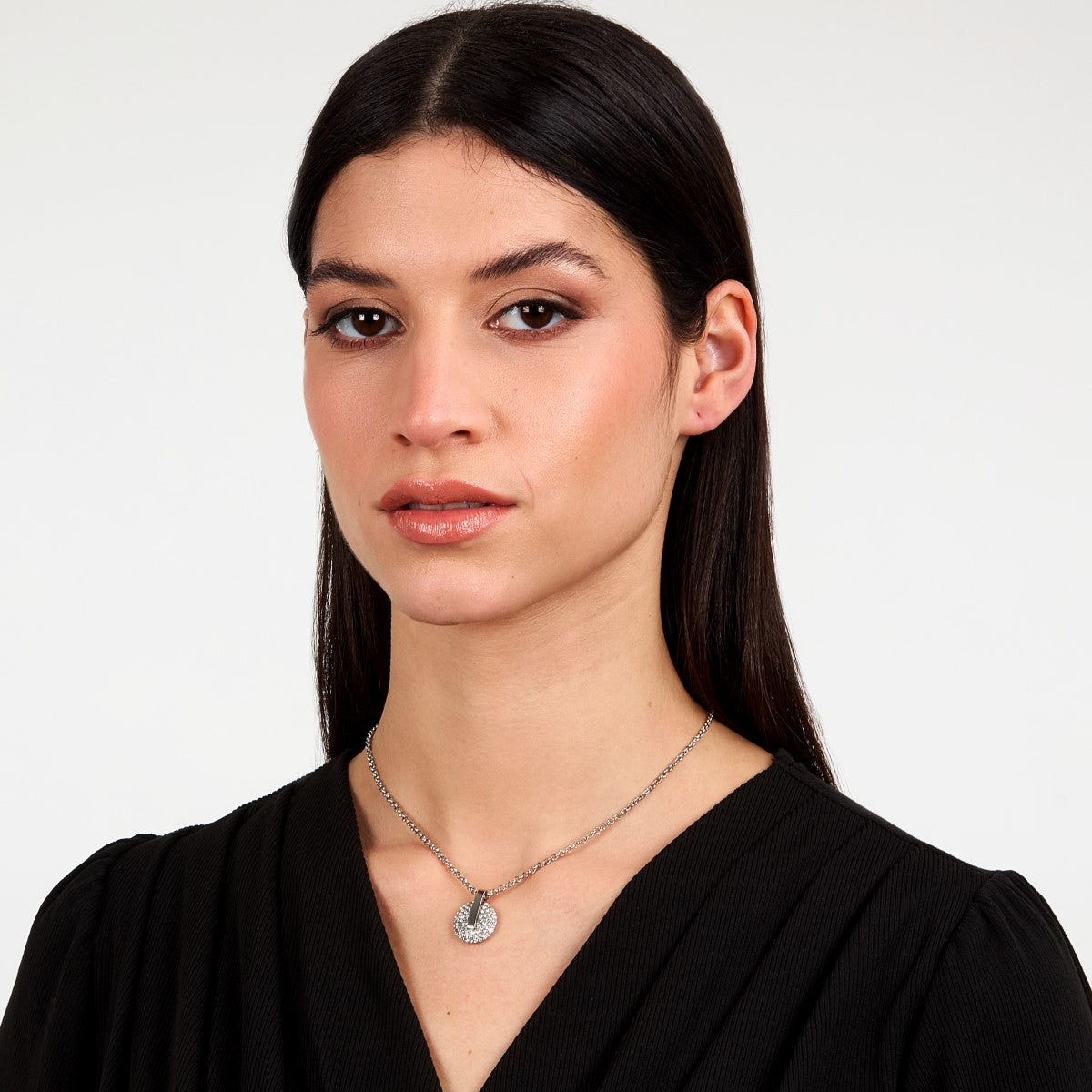 Naszyjnik stalowy z cyrkoniami - Trussardi T-Round