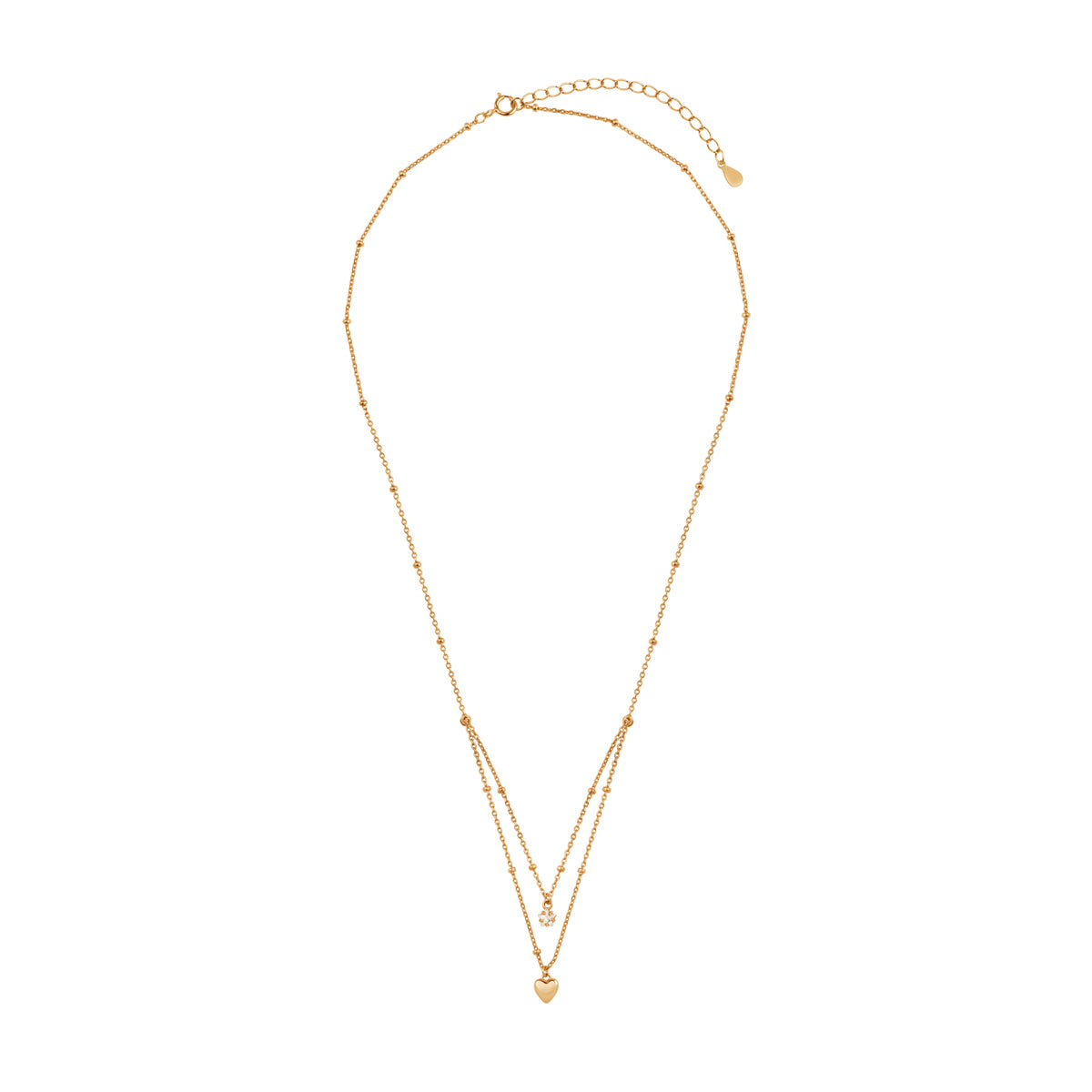 Naszyjnik srebrny pozłacany kaskadowy z cyrkonią - serce