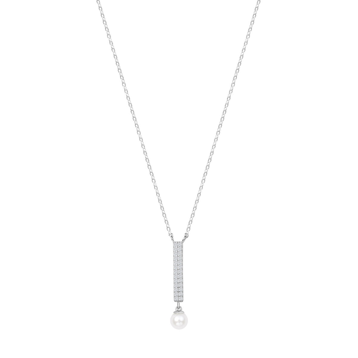 Naszyjnik srebrny z perłą i cyrkoniami