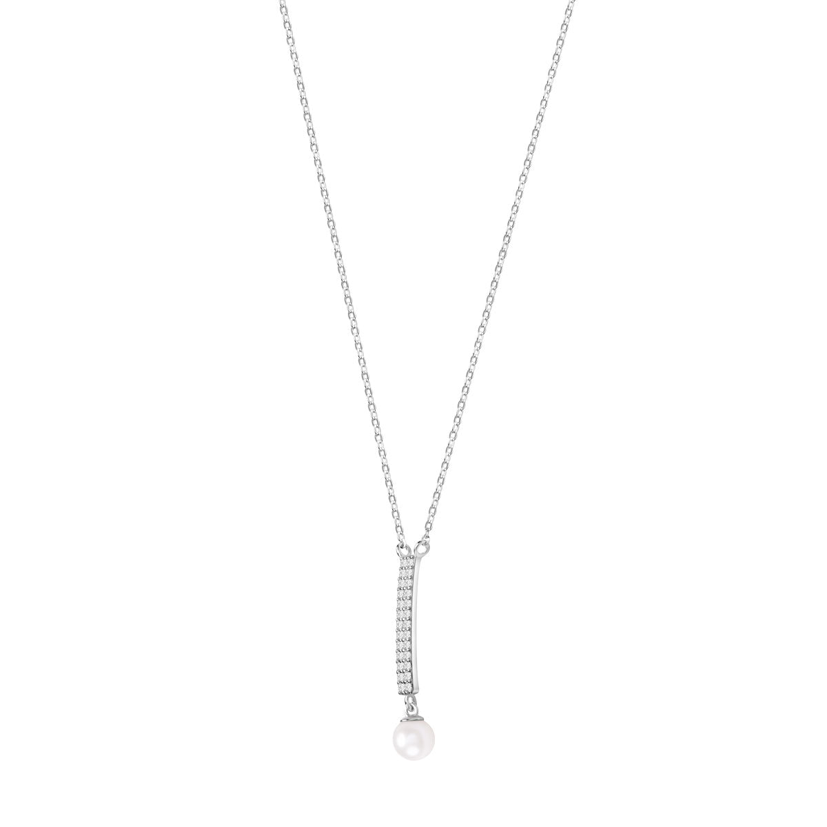 Naszyjnik srebrny z perłą i cyrkoniami