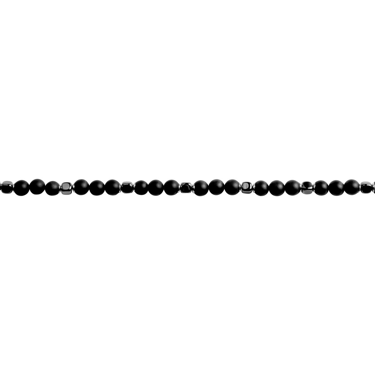 Naszyjnik srebrny z onyksem i hematytem - kulki - Grafito