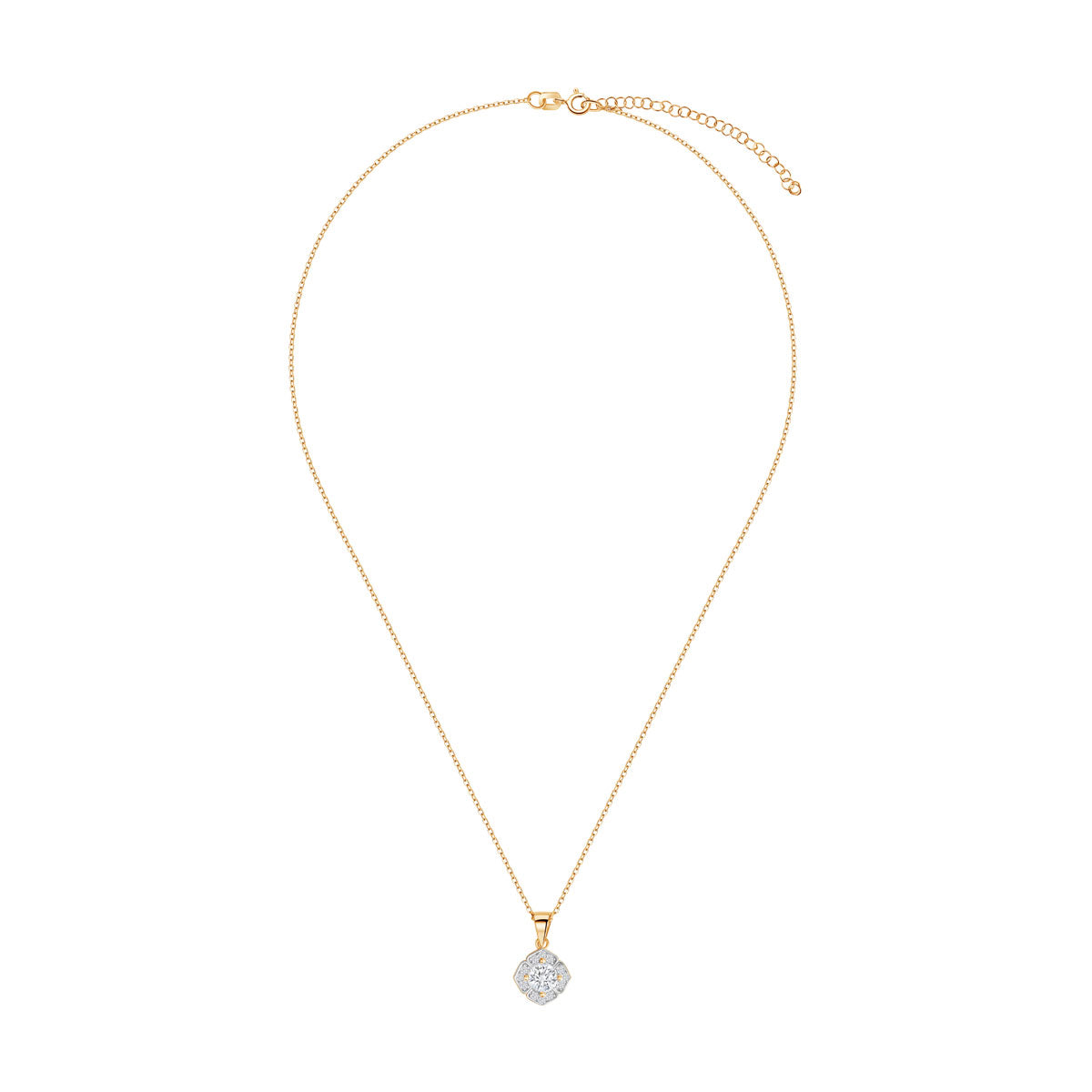 Naszyjnik srebrny pozłacany z cyrkoniami - kwiat