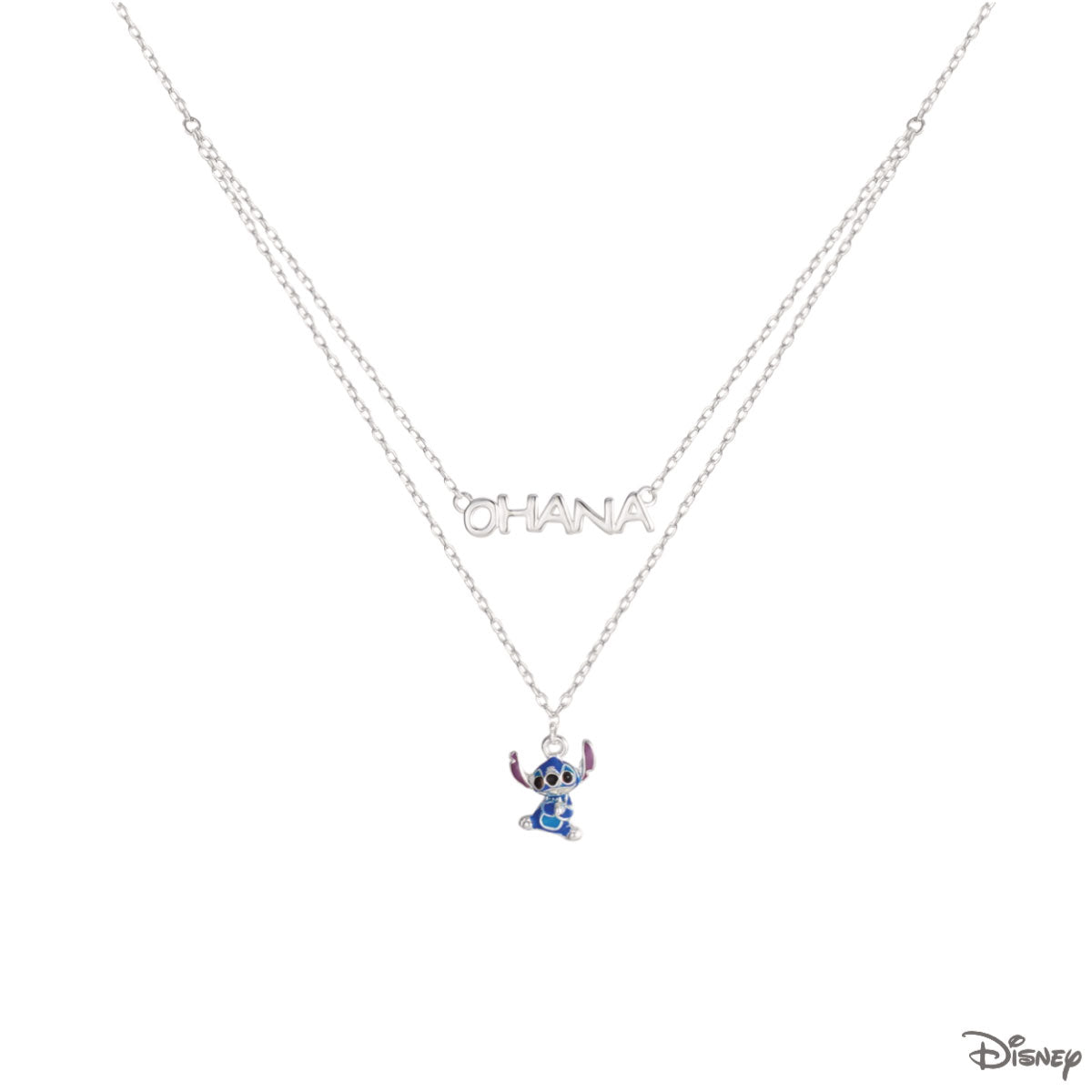 Naszyjnik srebrny z niebieską emalią - Stitch - Disney