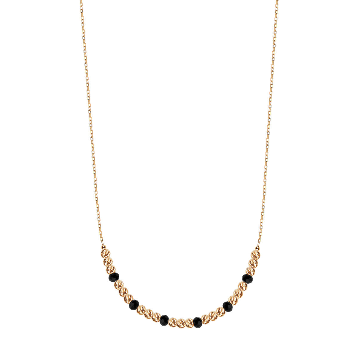 Naszyjnik złoty z  czarnymi cyrkoniami - kulki