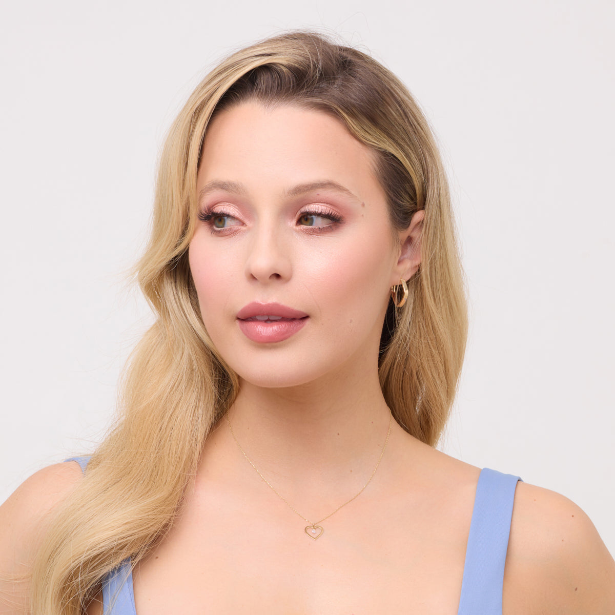 Naszyjnik złoty z cyrkonią - serce - Mommy & Me