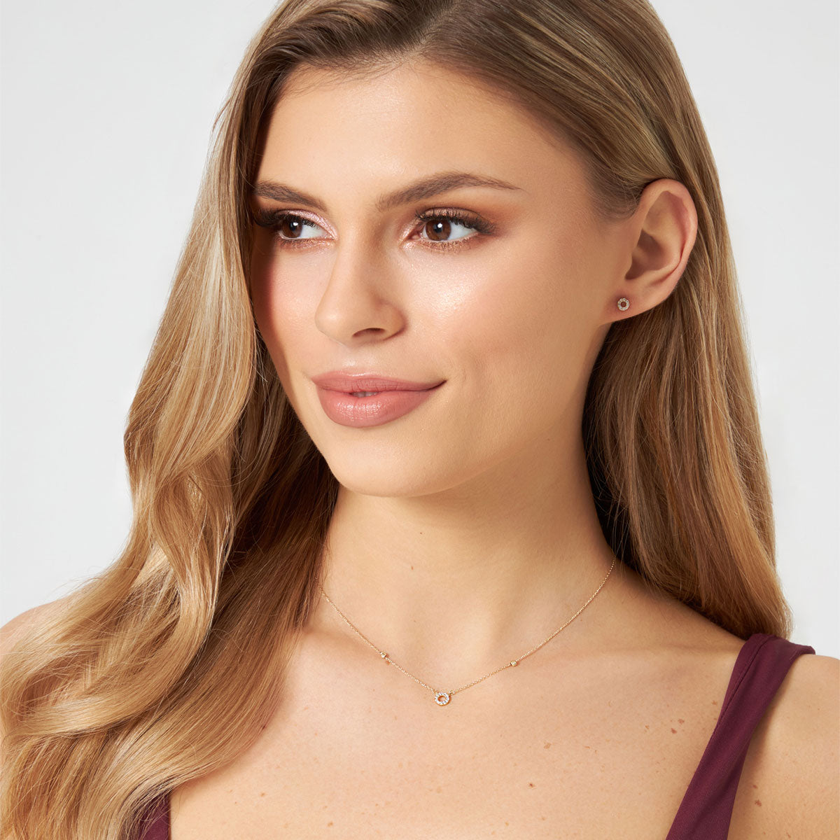 Naszyjnik złoty z cyrkoniami - koło