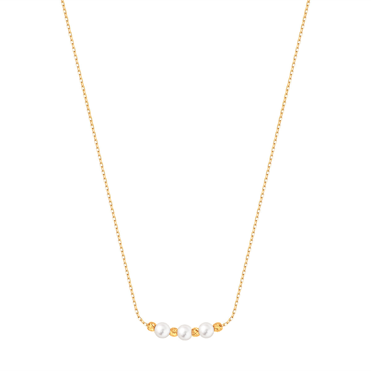 Naszyjnik złoty z perłami - kulki